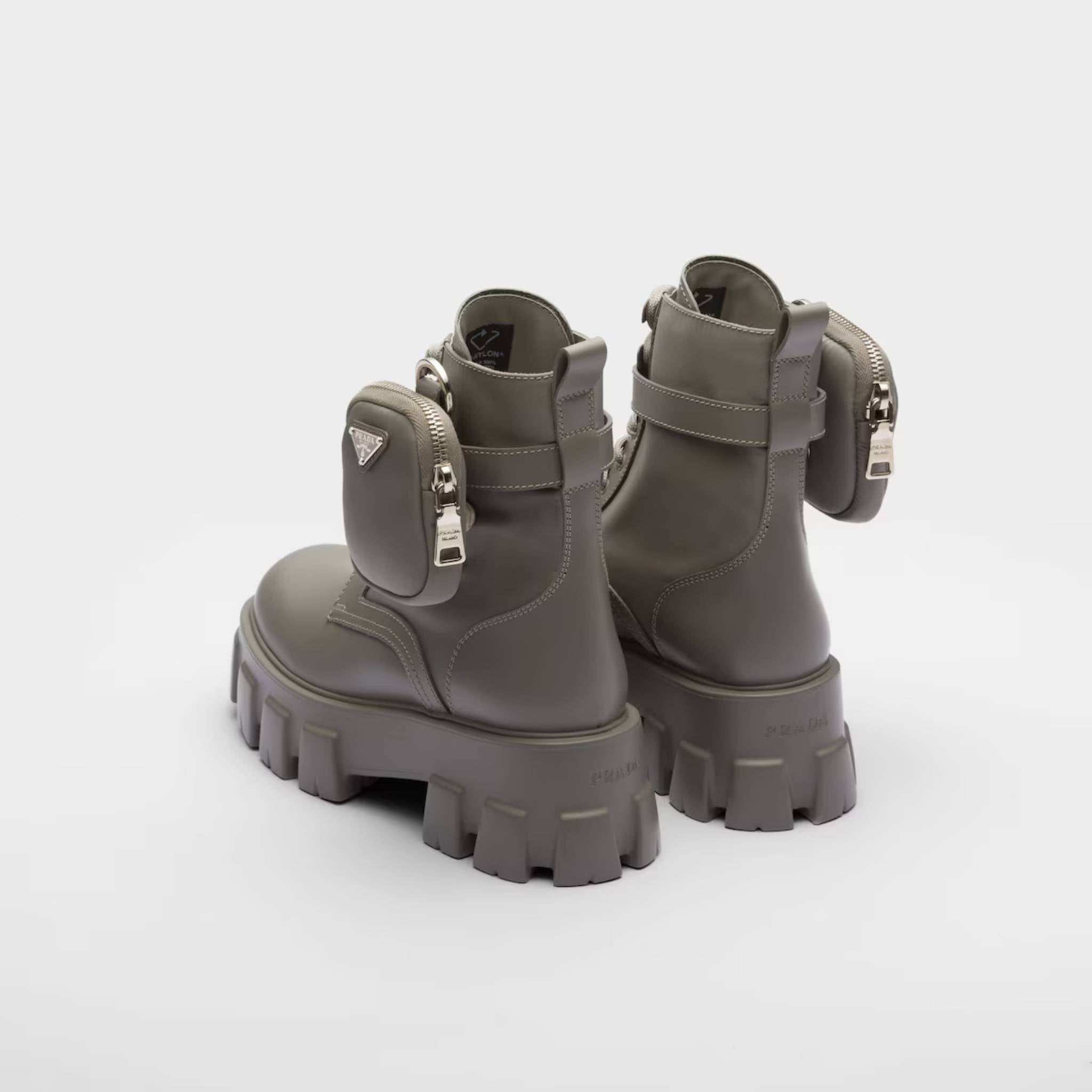 Monolith Leather And Re-Nylon Boots With Pouch