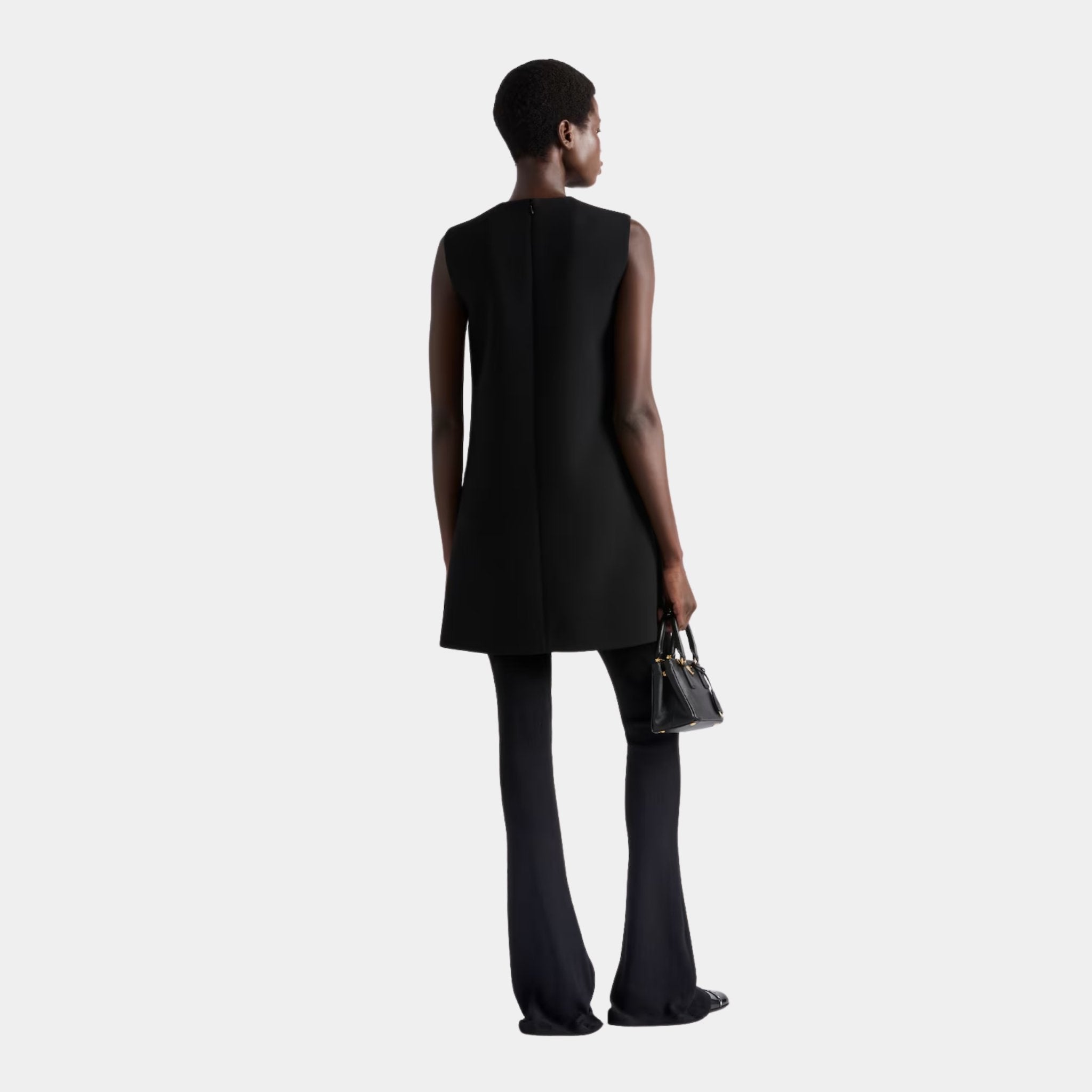 Natté Flared Mini Dress with Velvet Bows