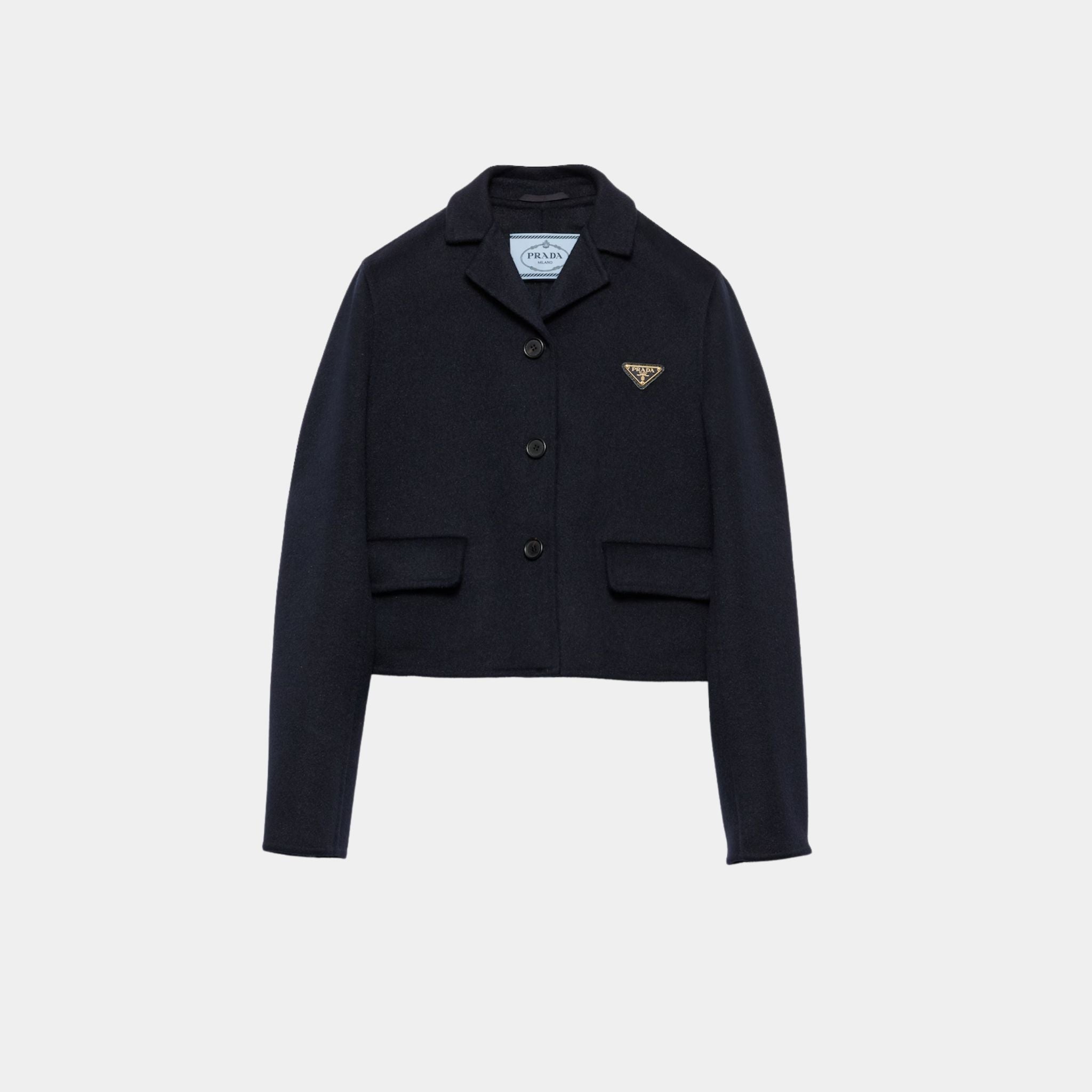 Navy Embroidered Single-breasted Cashgora Jacket