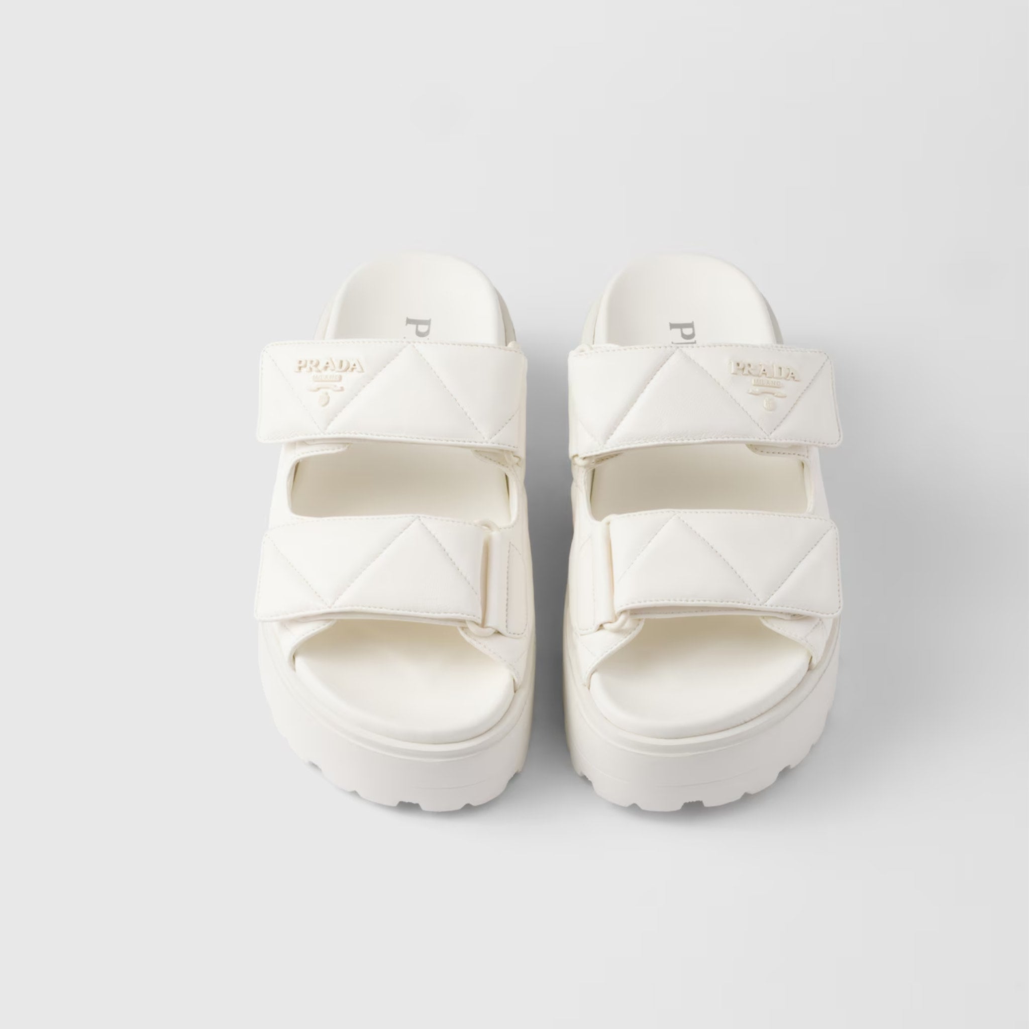 Padded Nappa Leather Slides With Rubber Platform Soles
