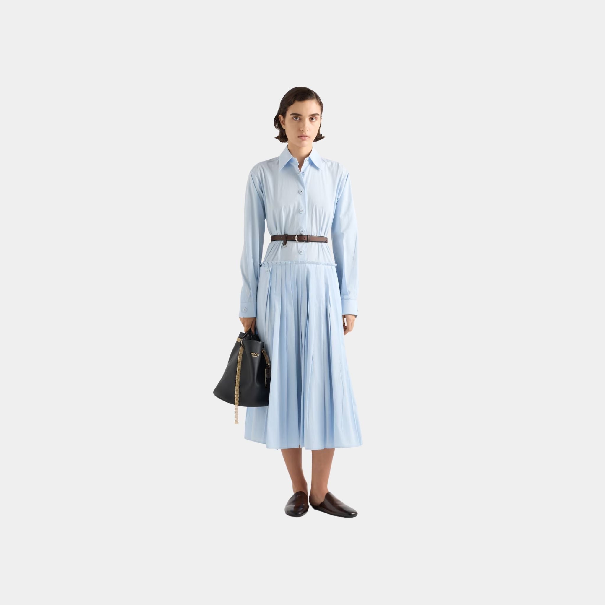 Pleated Poplin Dress