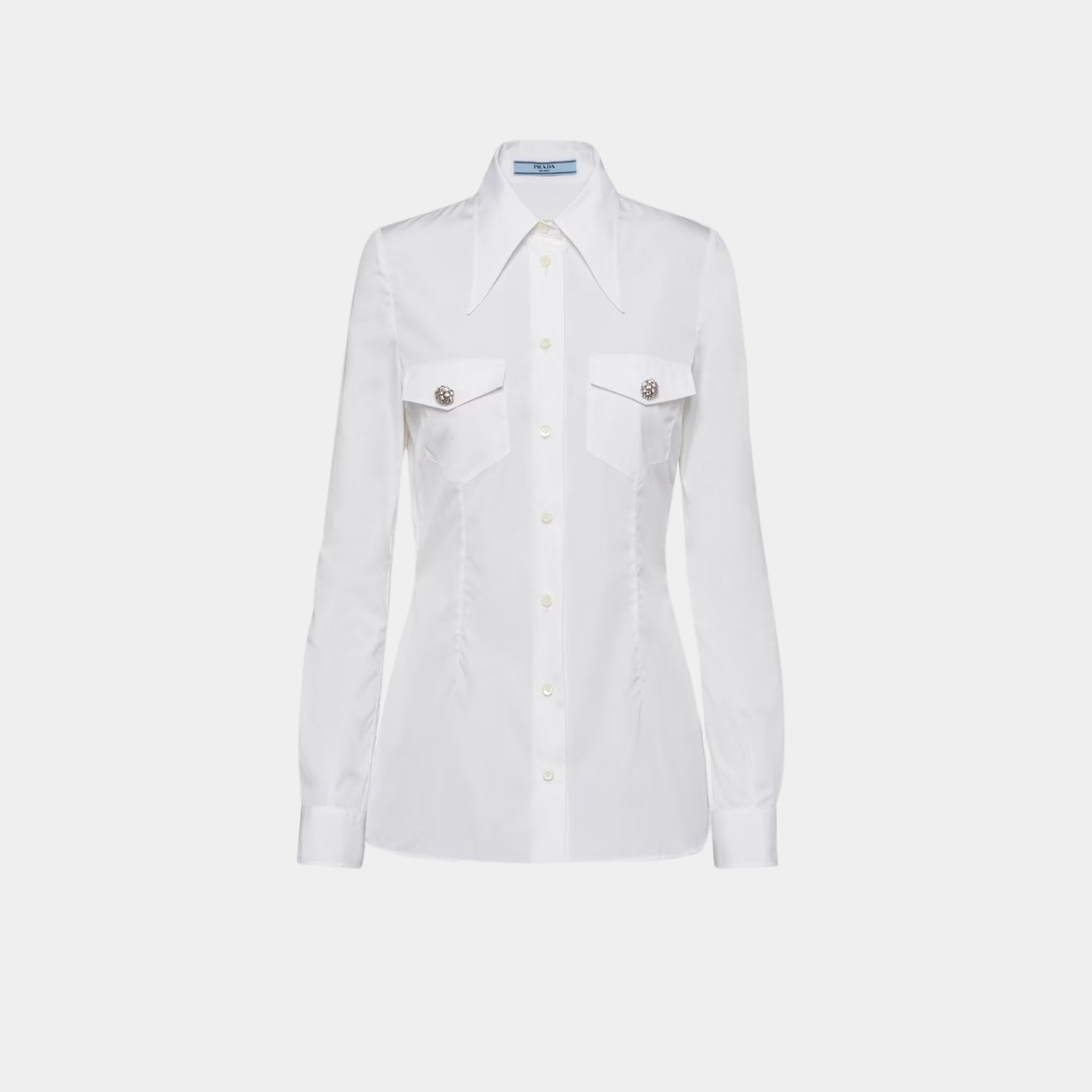 Poplin Shirt with Jewel Buttons