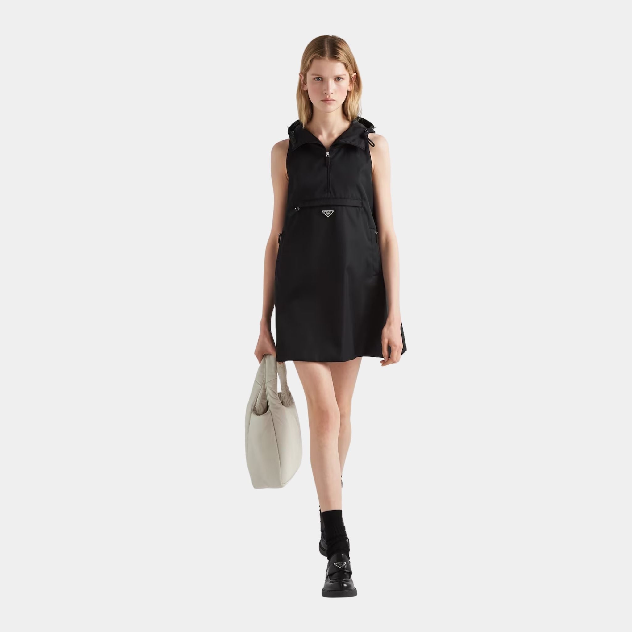 Re-Nylon Black A-Line Mini-Dress