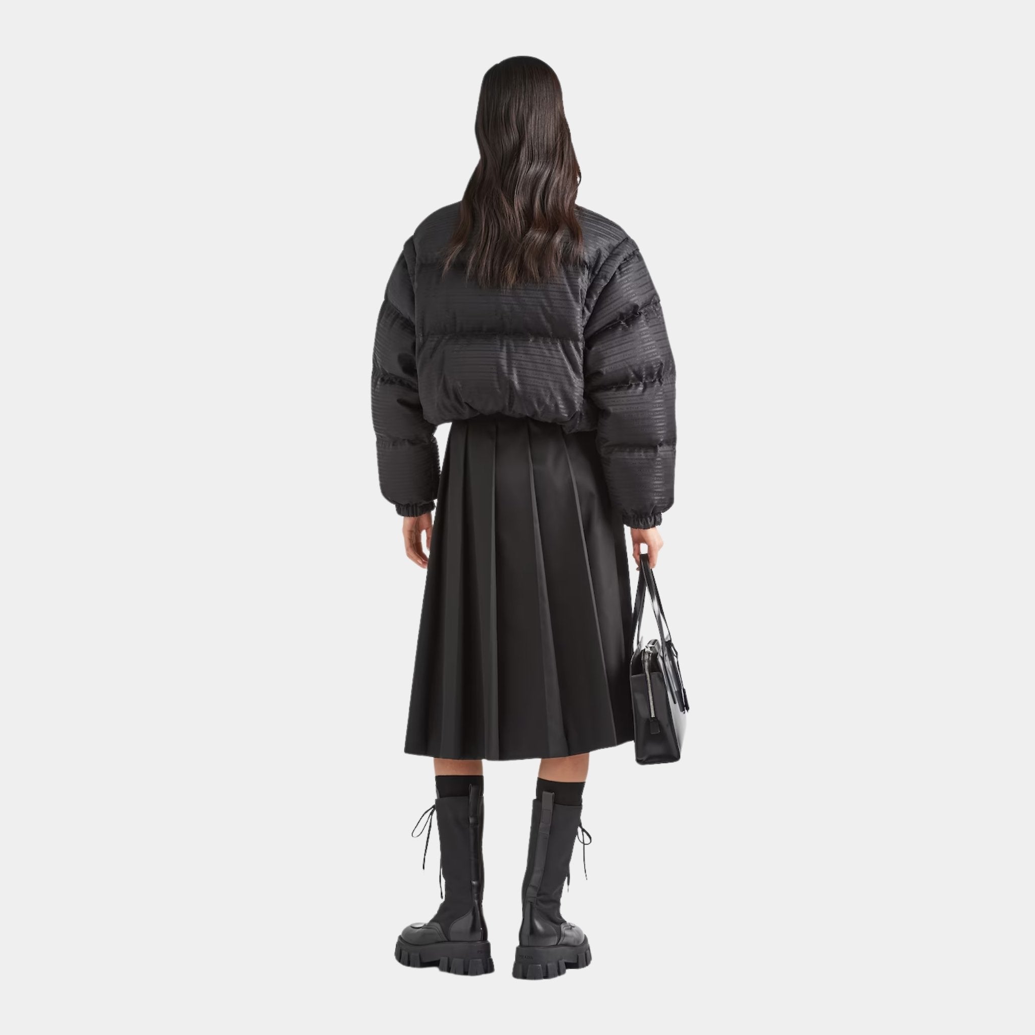 Re-Nylon Cropped Hooded Down Jacket