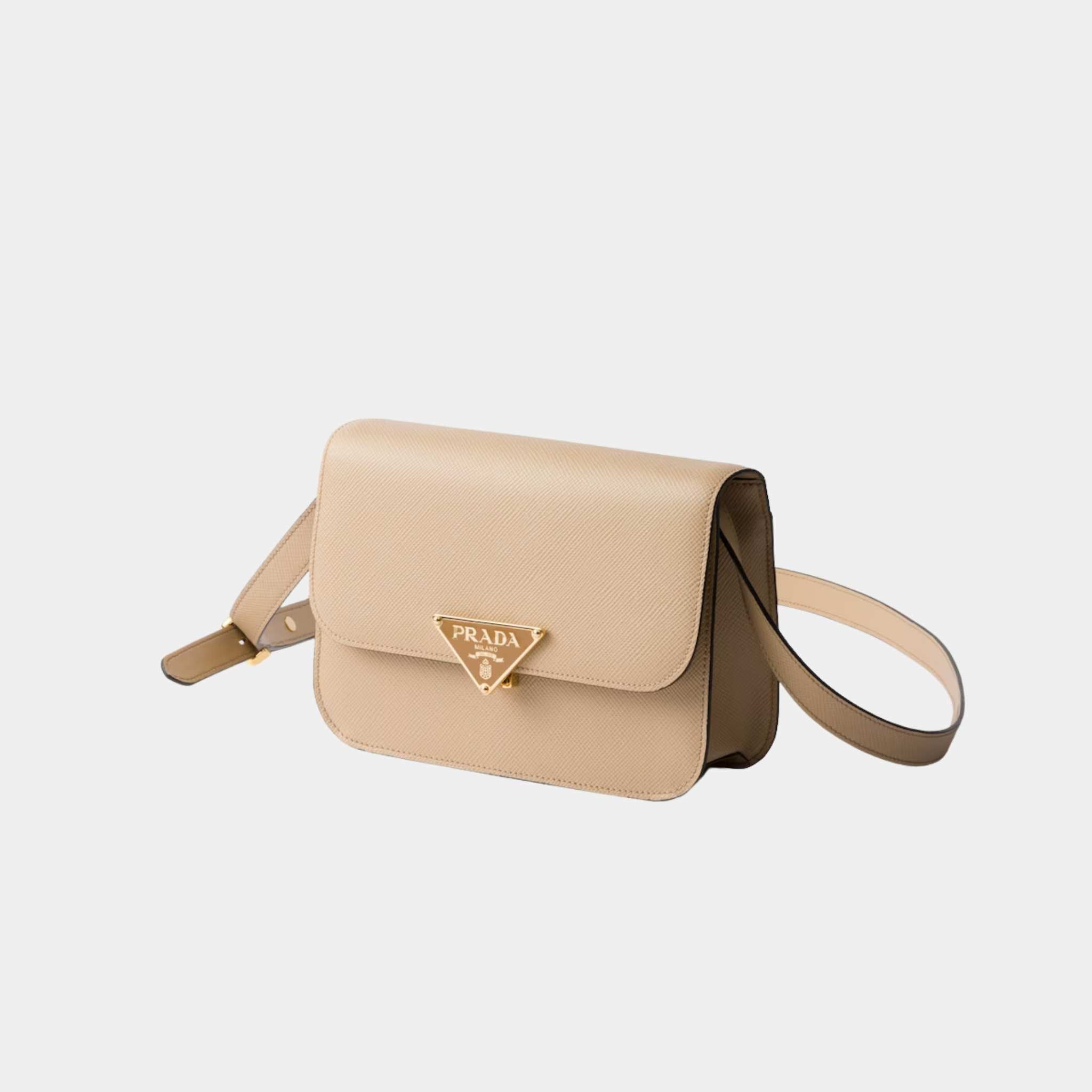 Saffiano Leather Flap Shoulder Bag