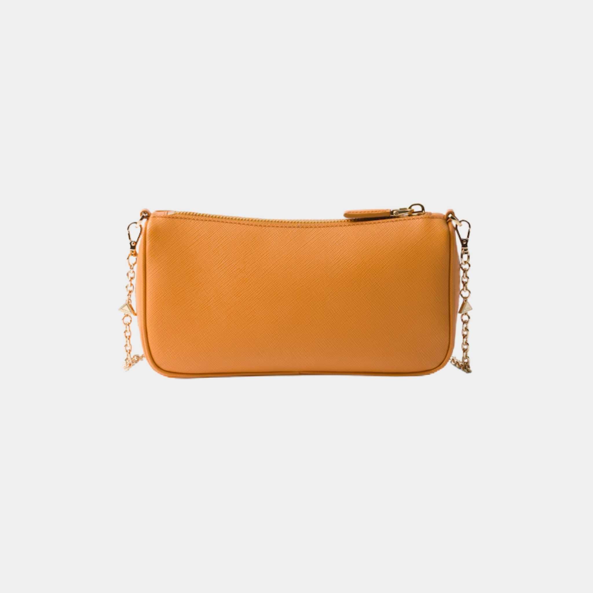 Saffiano Leather Mini Bag With Chain Shoulder Strap