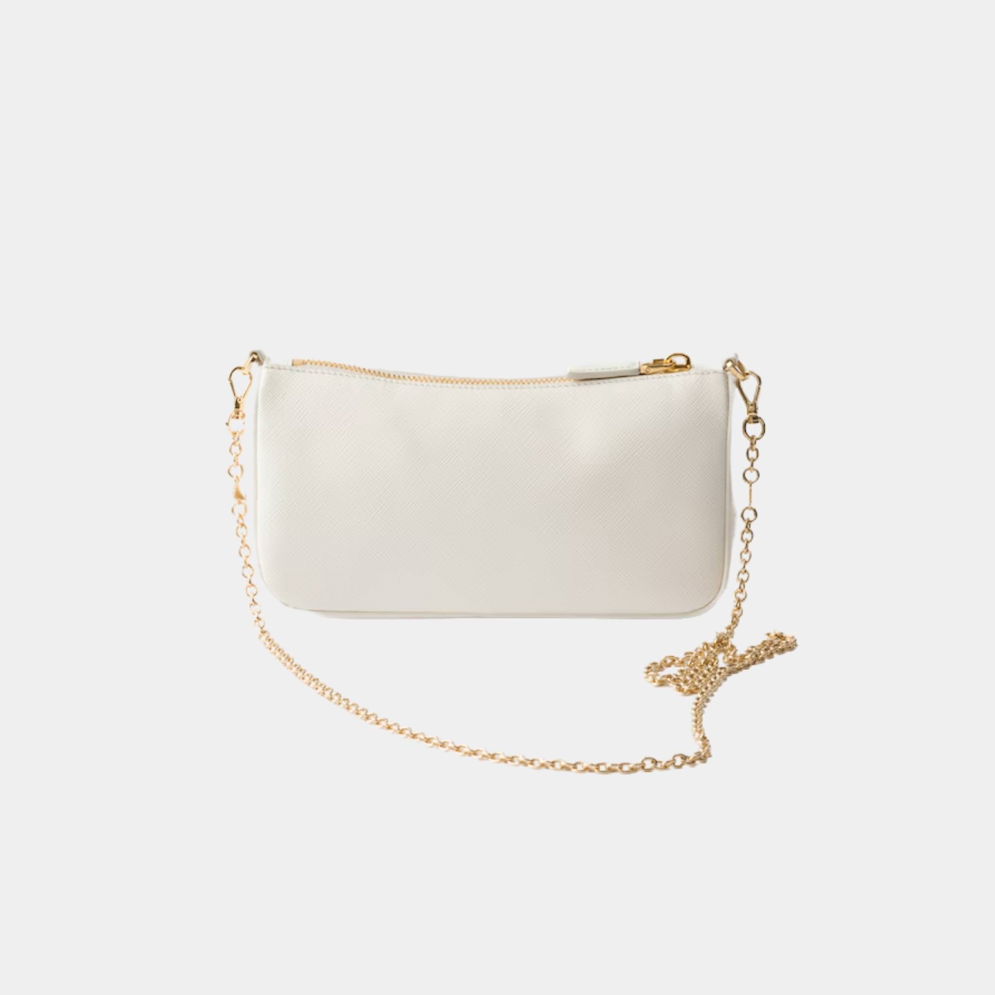 Saffiano Leather Mini Bag With Chain Shoulder Strap