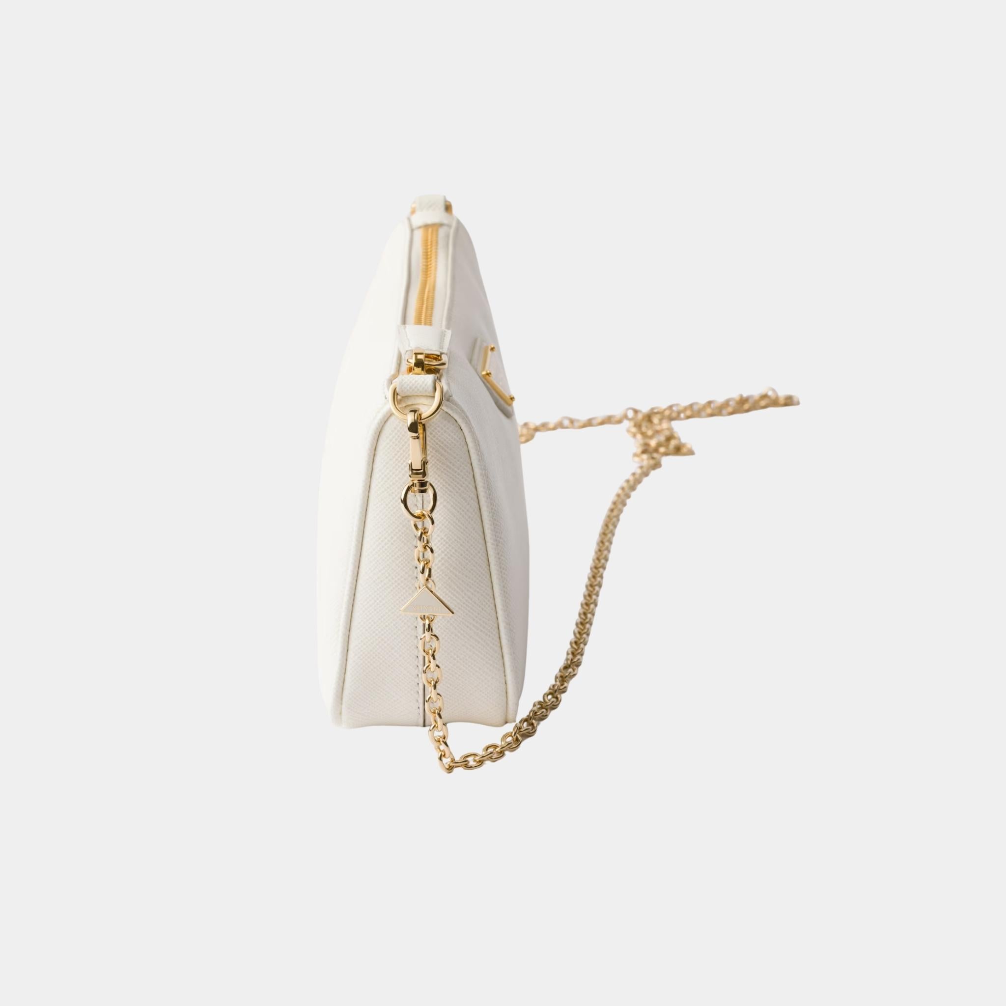 Saffiano Leather Mini Bag With Chain Shoulder Strap