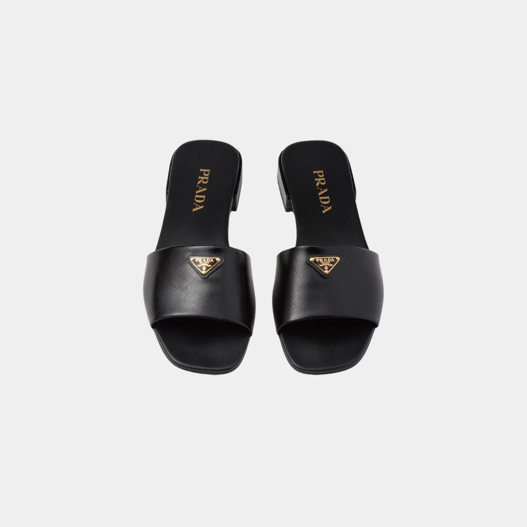 Saffiano Patent Leather Slides