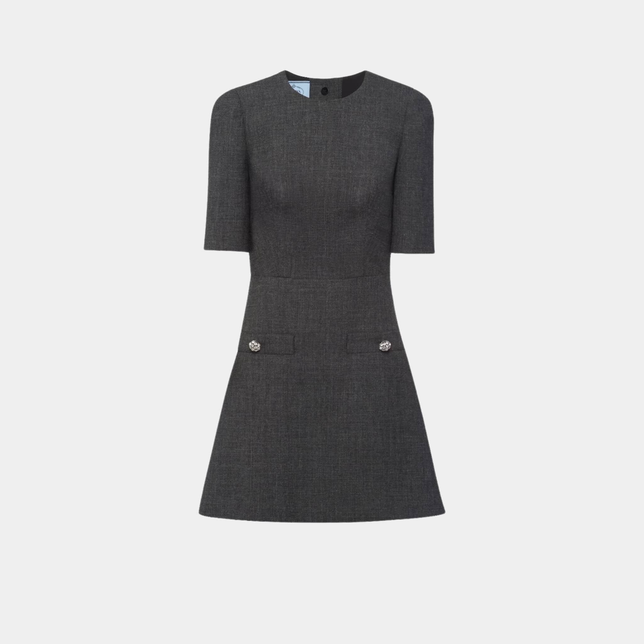 Slate Gray Wool Mini-Dress