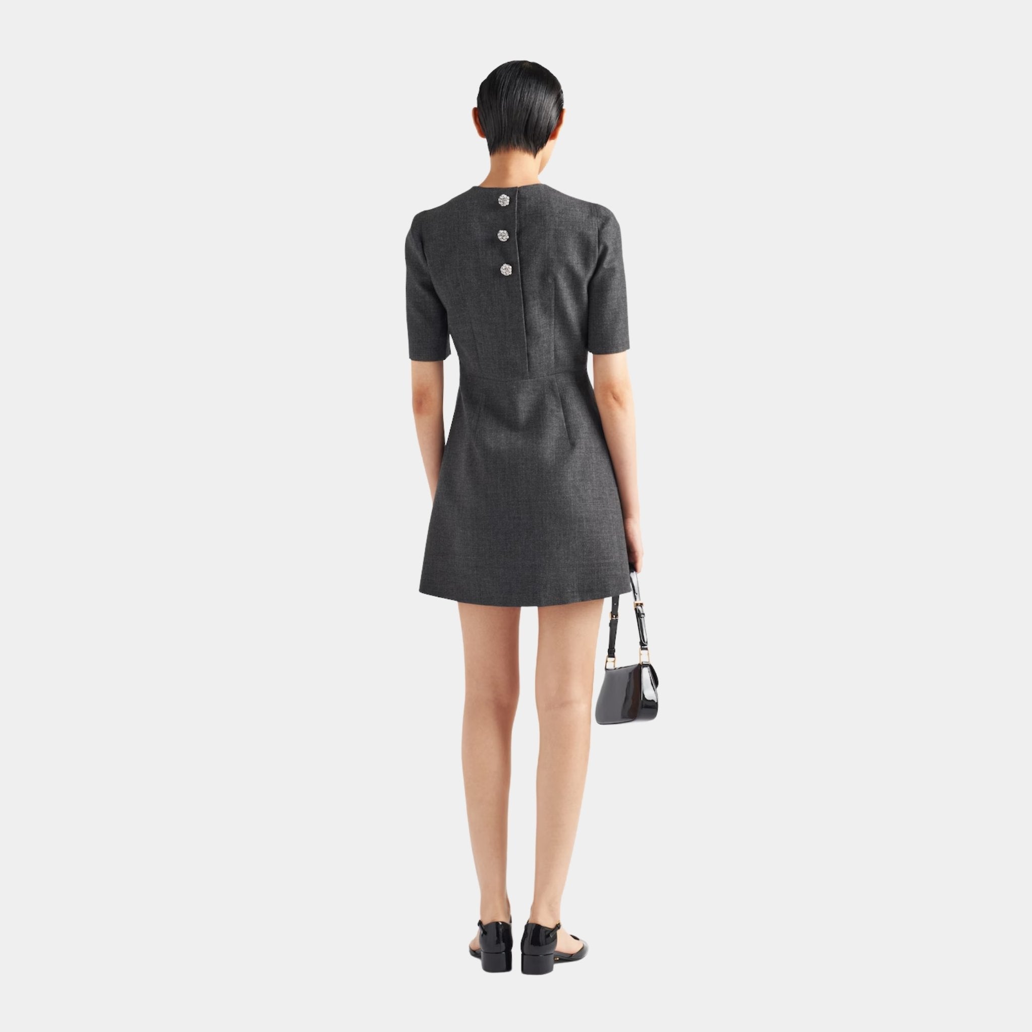 Slate Gray Wool Mini-Dress