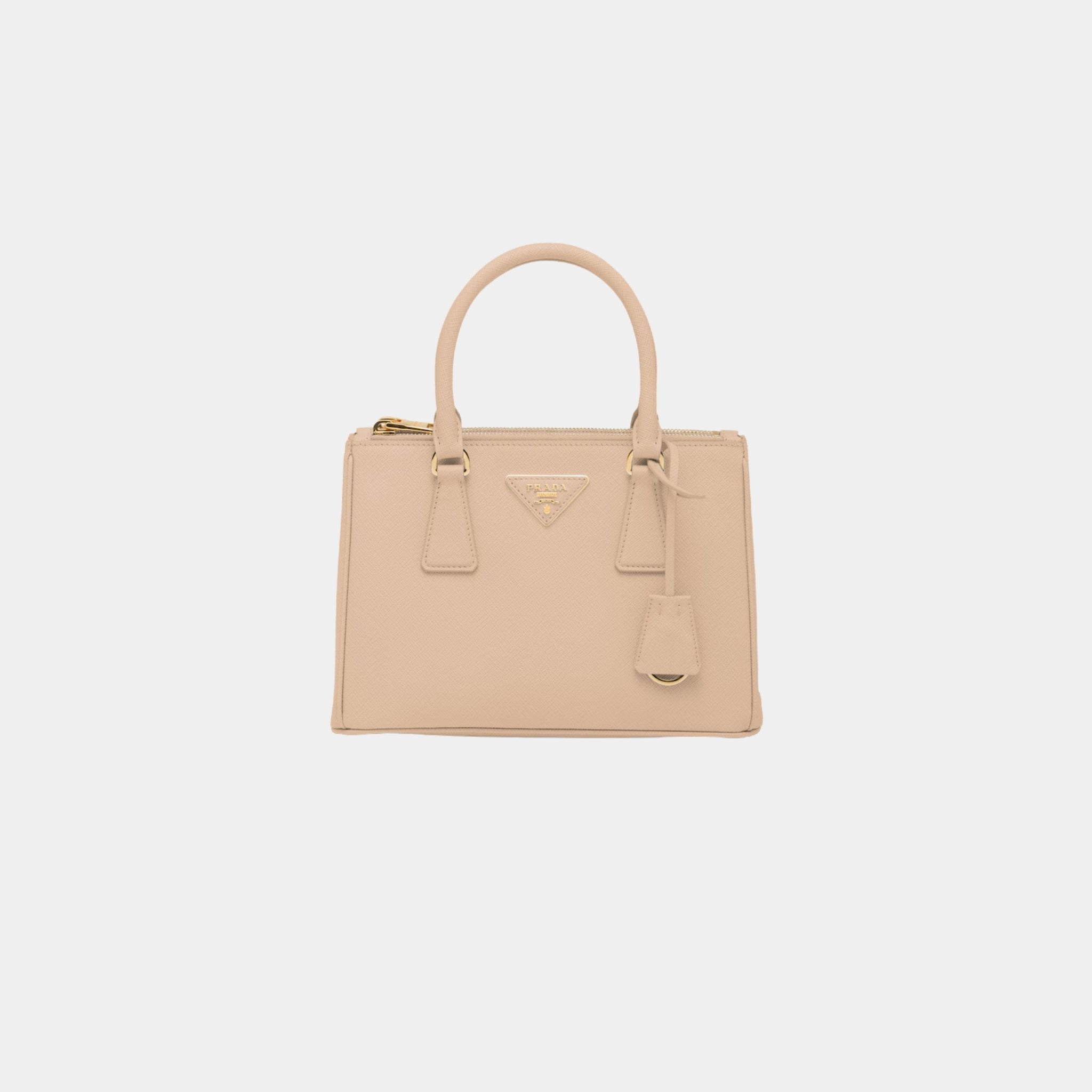 Prada Small Galleria Saffiano Leather Bag, Sand Beige, Front