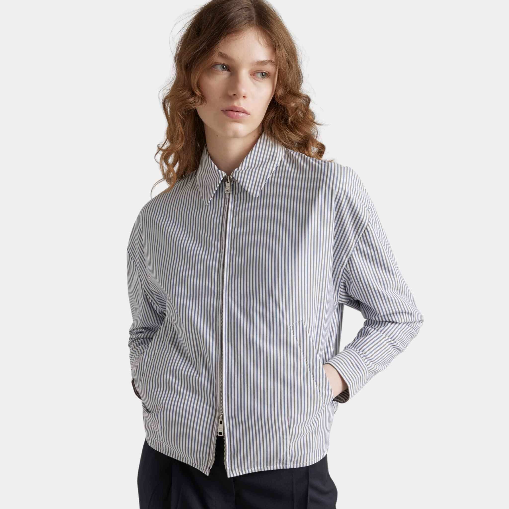 Striped Poplin Blouson Jacket