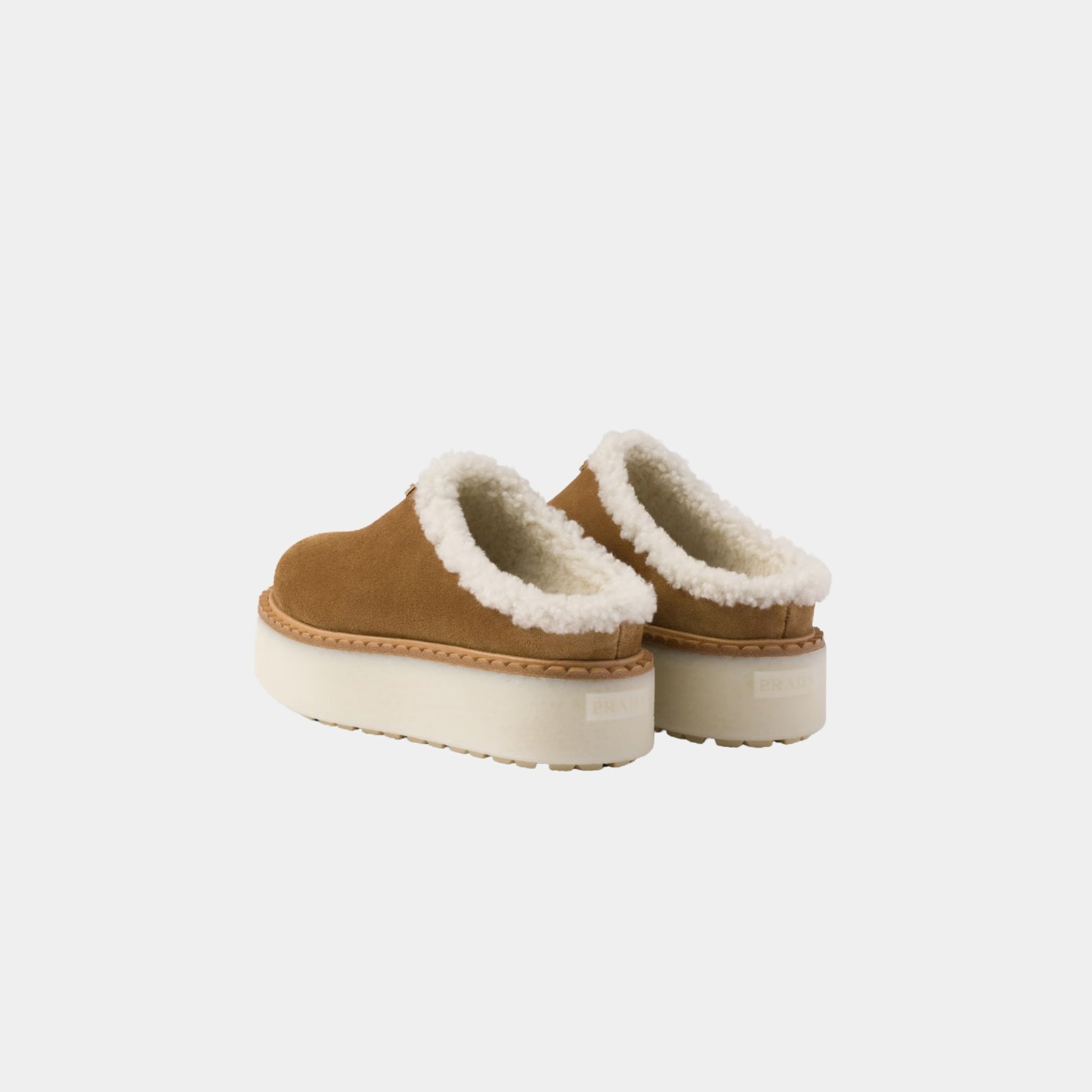 Suede Slippers With Flatform Sole