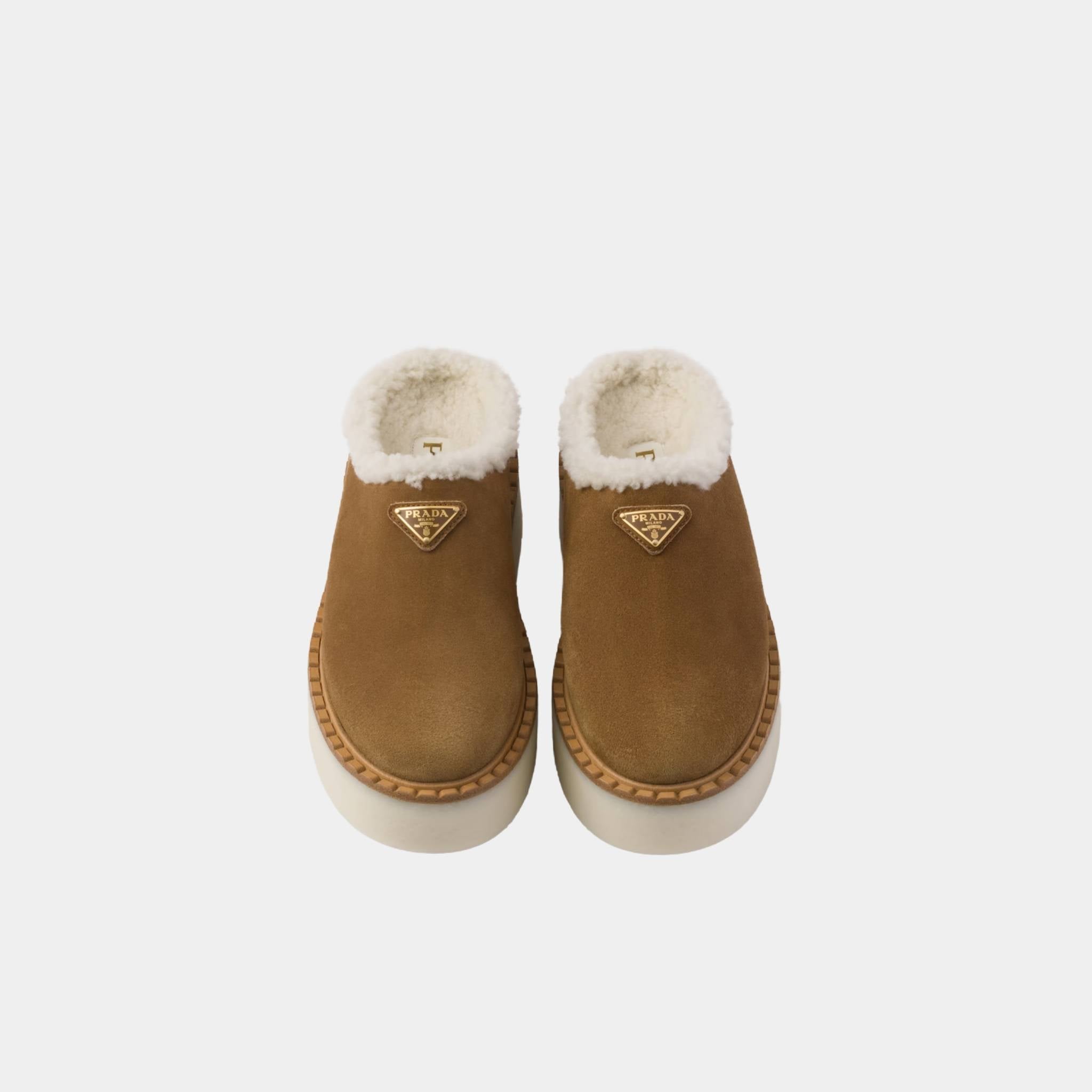 Suede Slippers With Flatform Sole
