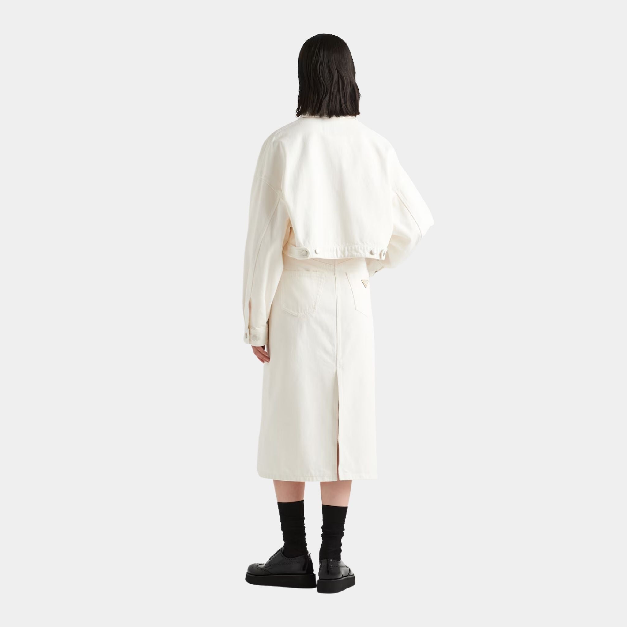 White Denim Blouson Jacket