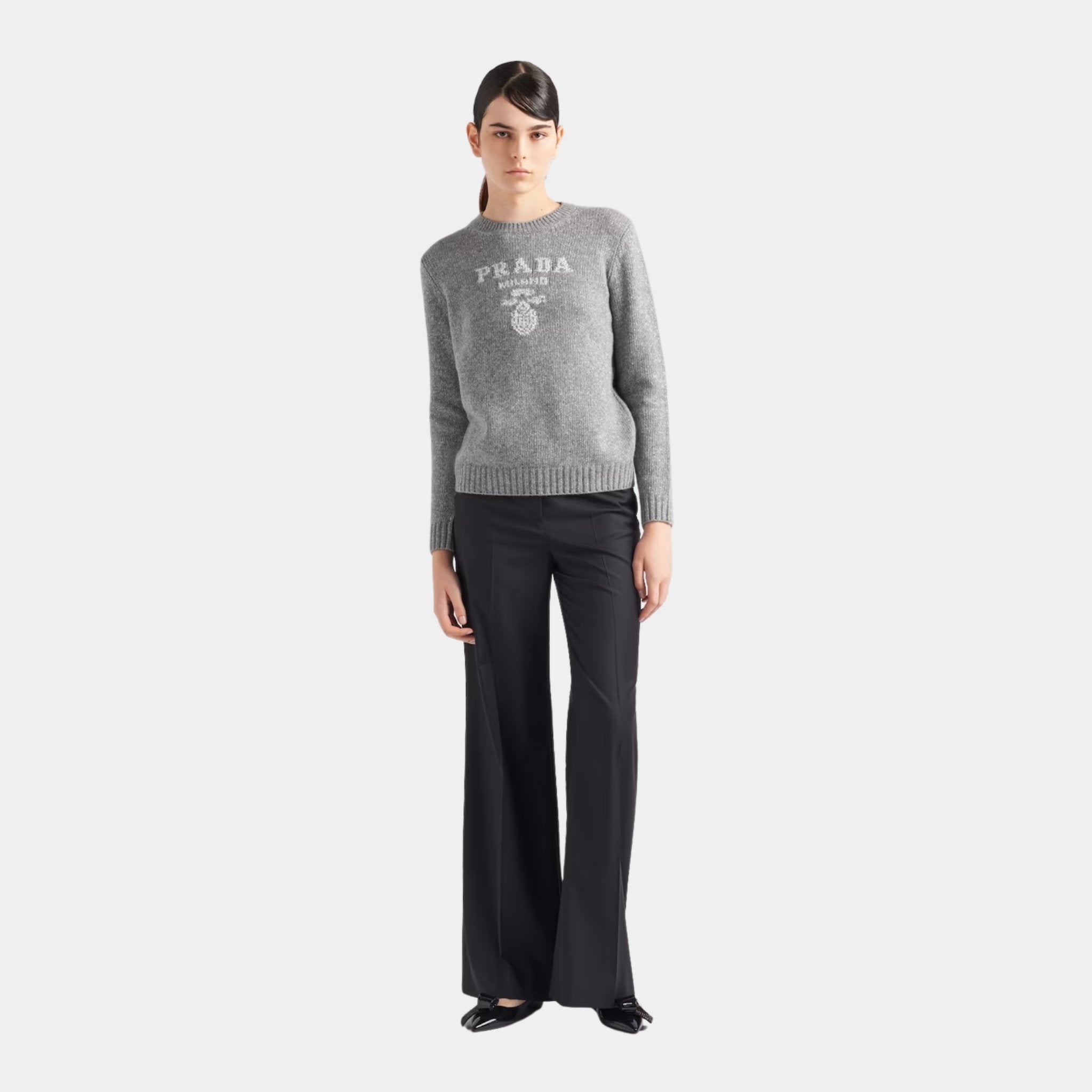 Wool Cashmere and Lamé Crew-neck Sweater