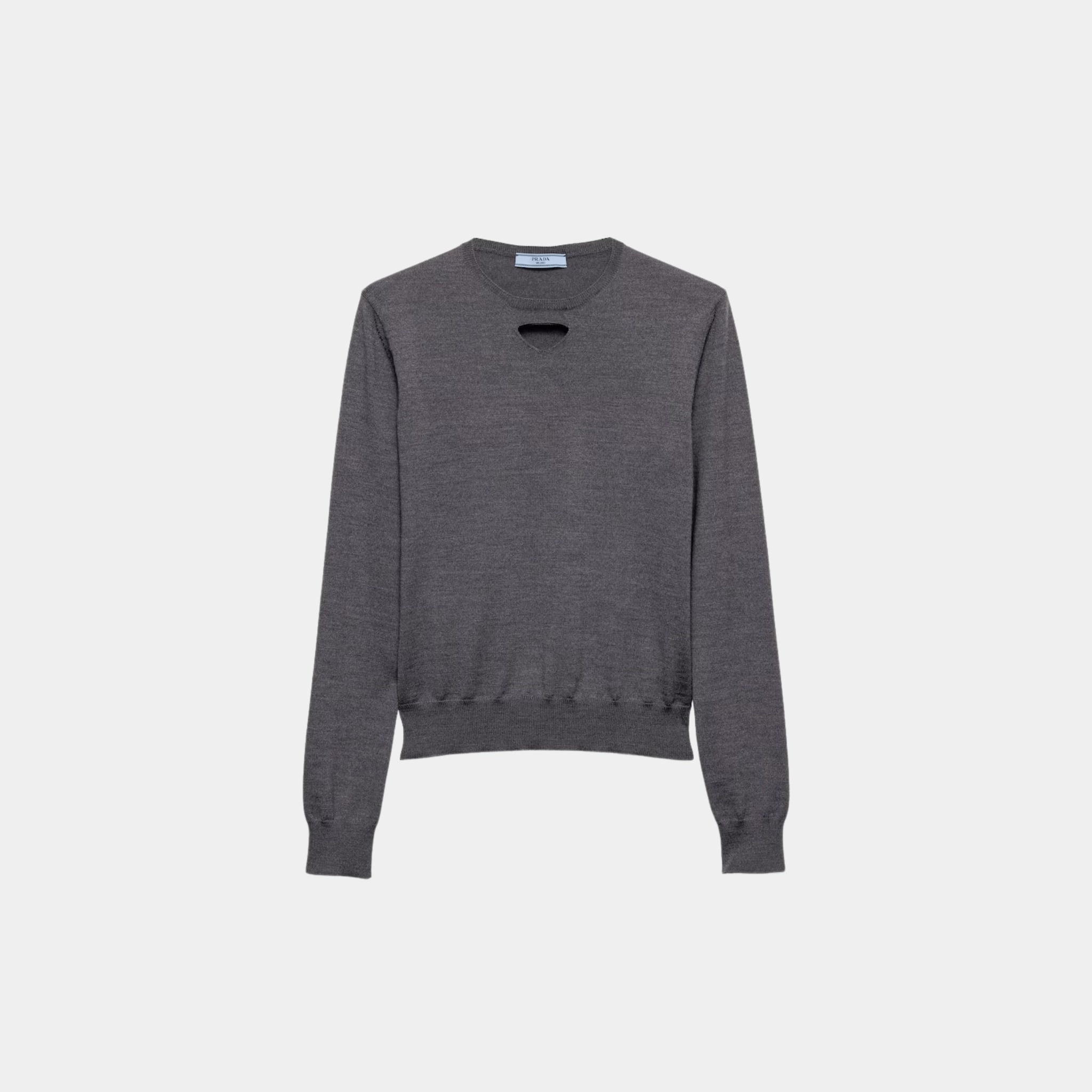 Wool Crew Neck Plain Knit Sweater