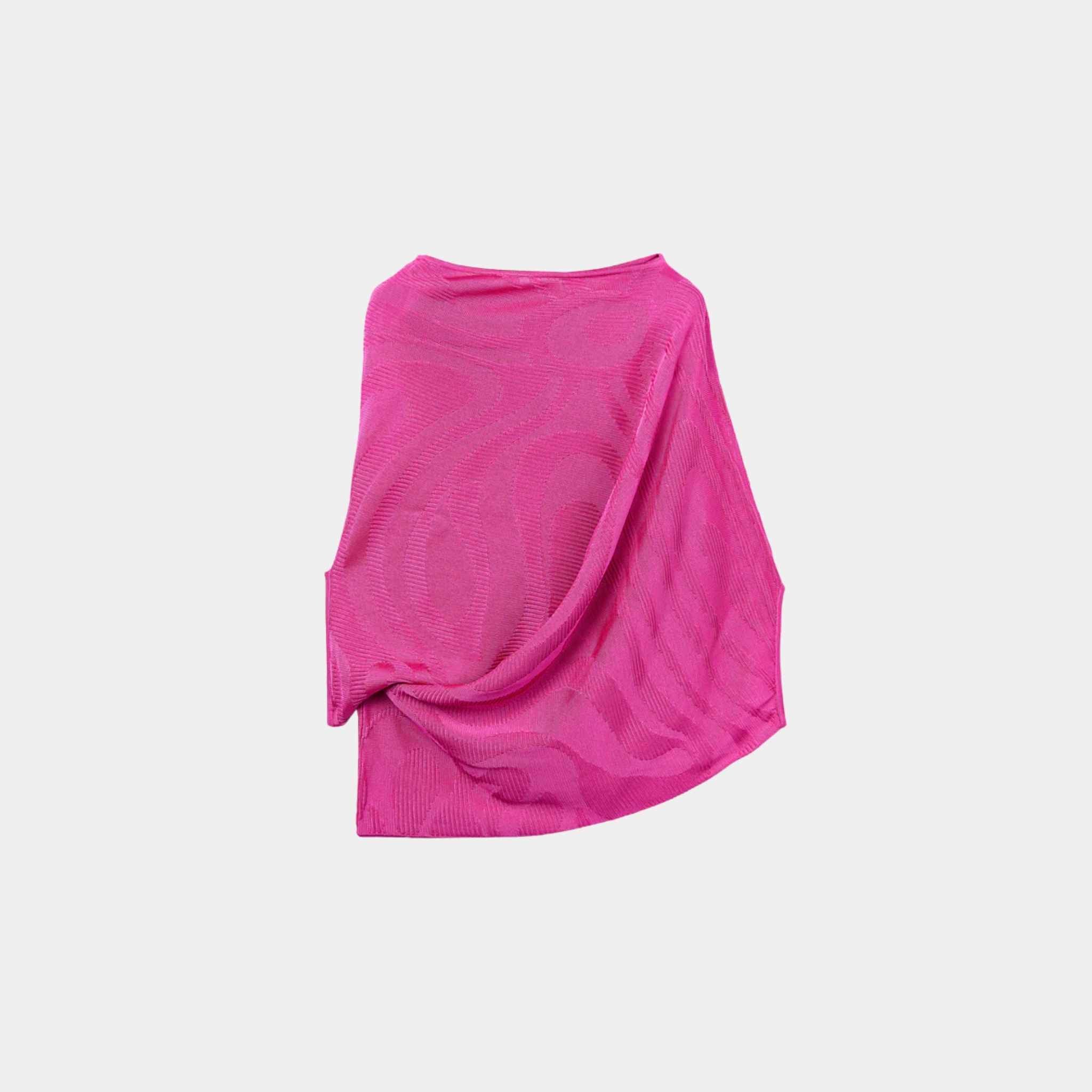 Asymmetrical Draped Top In Marmo Texture