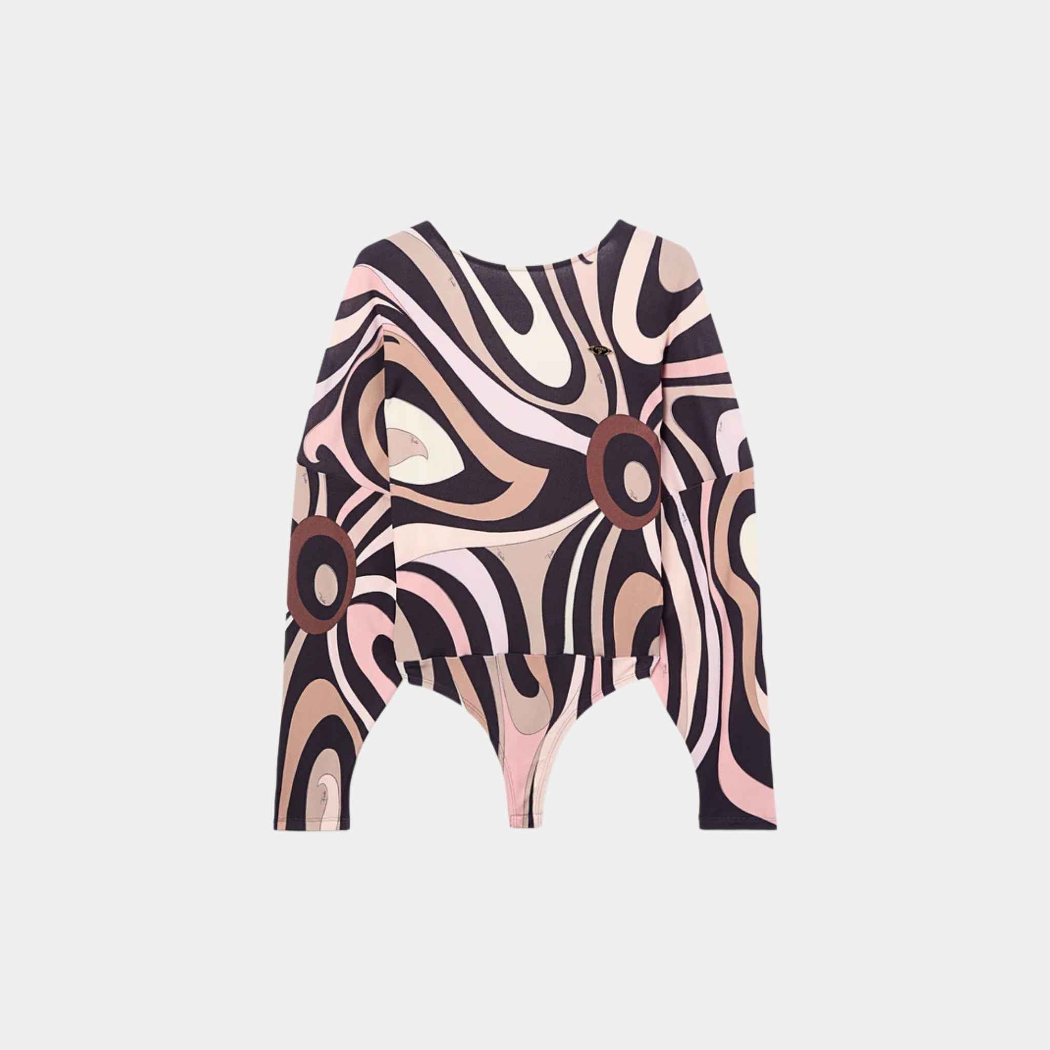 Bodysuit With Marmo Print Cape Sleeves