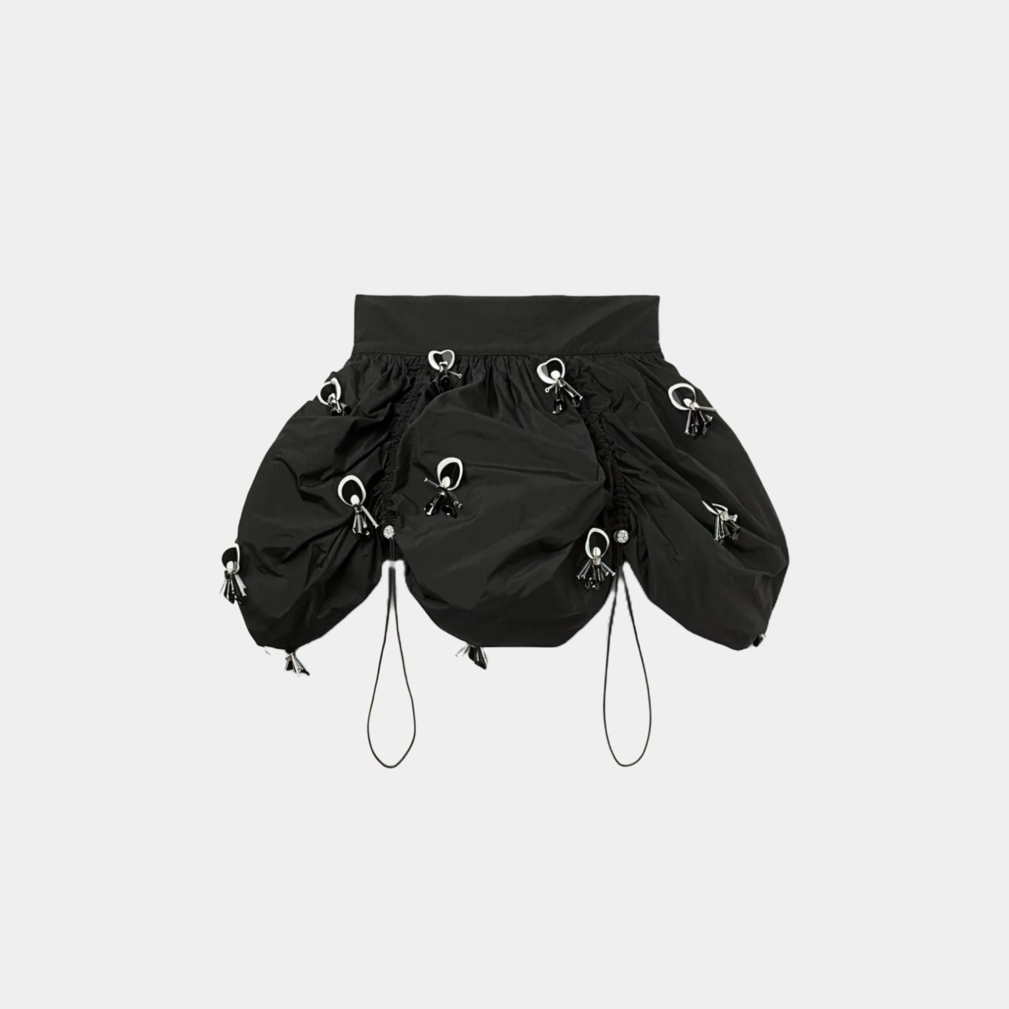 Flouncy Embroidered Mini Skirt With Elastic Waist