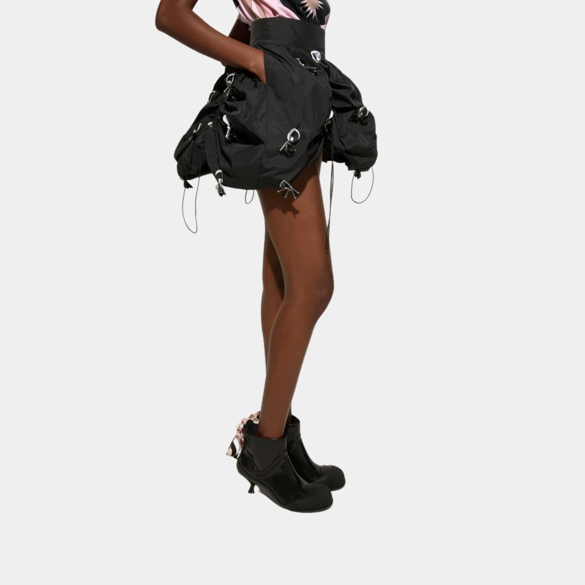 Flouncy Embroidered Mini Skirt With Elastic Waist