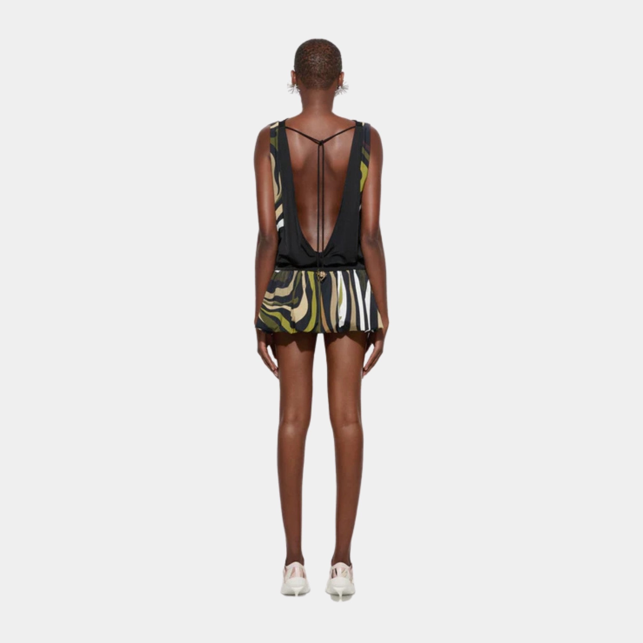 Marmo Print Draped Mini Dress