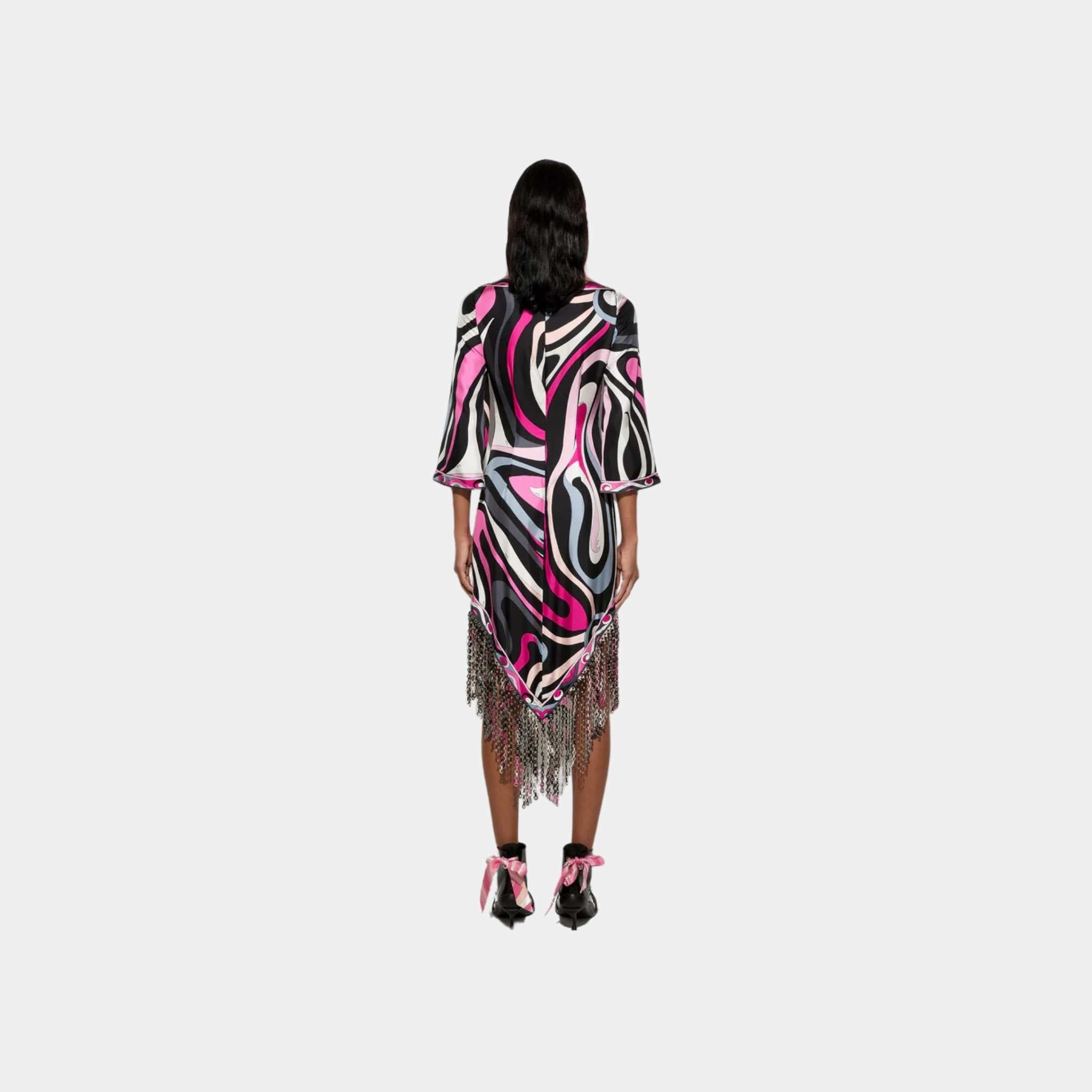 Marmo Print Dress With Fringes