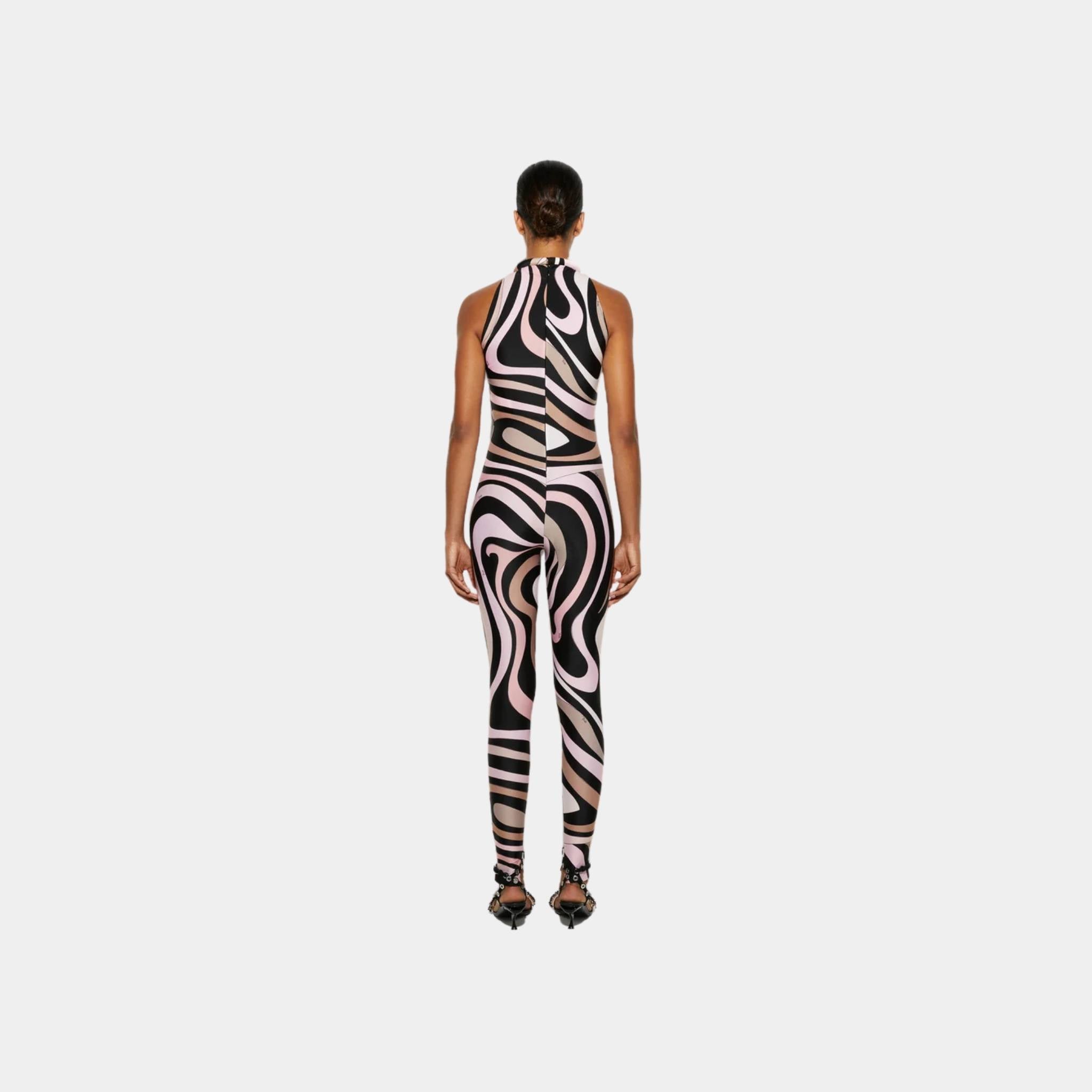Marmo Print High Neck Jumpsuit