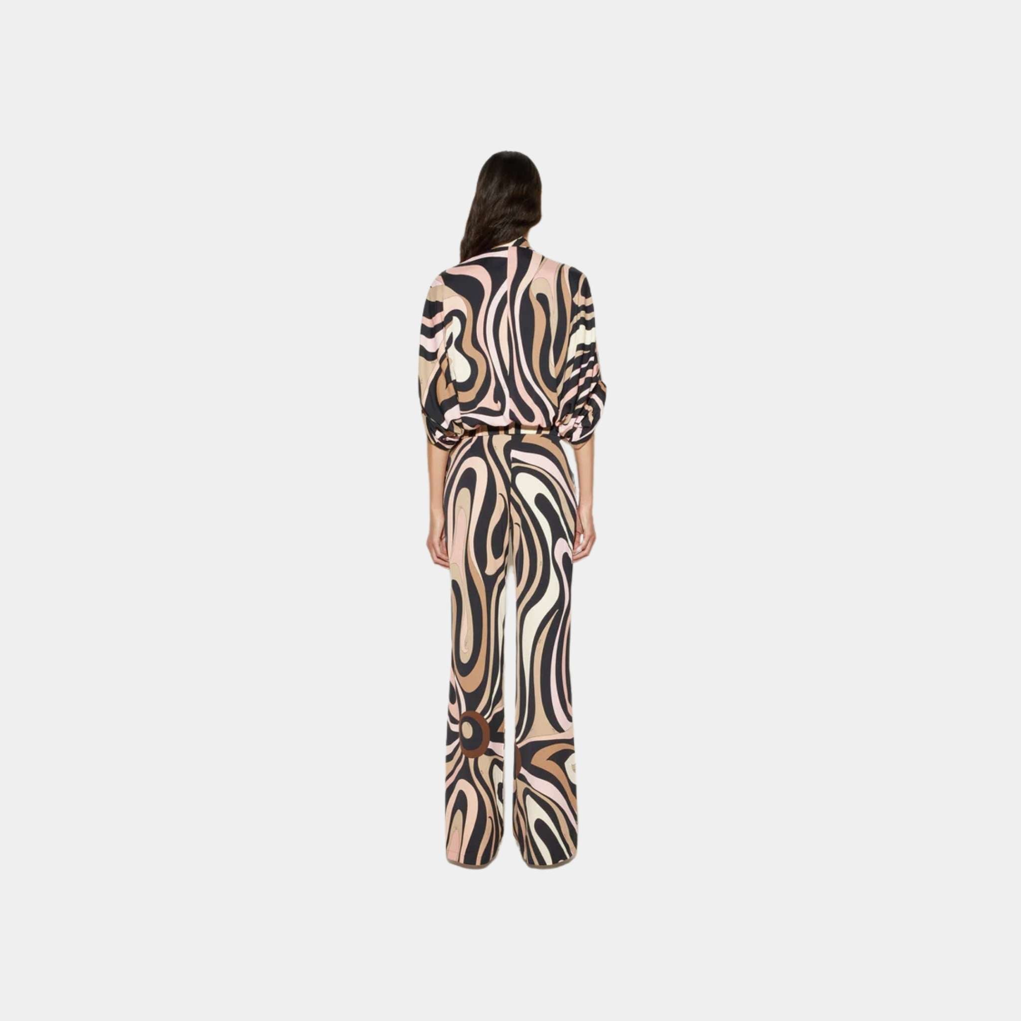 Marmo Print Jumpsuit With Satin Weave And Matte Trim