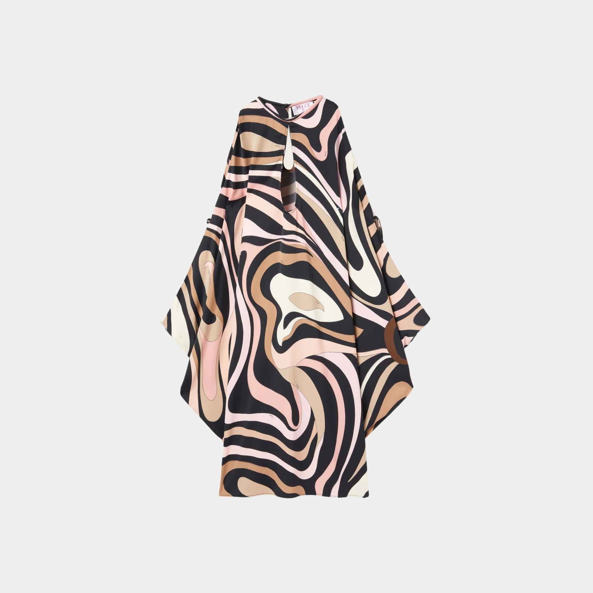 Marmo Print Kaftan Mini Dress