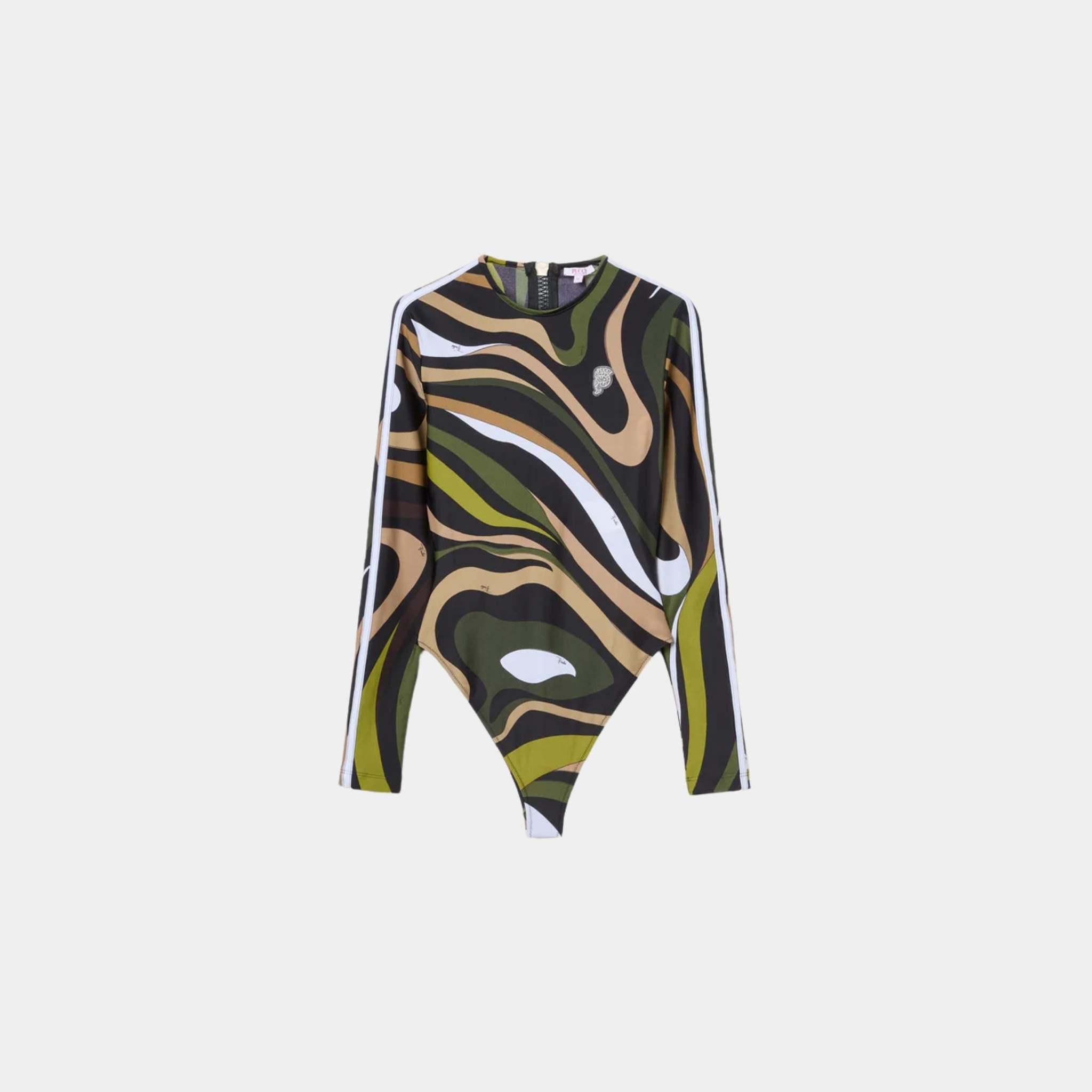 Marmo Print Long Sleeve Swimsuit