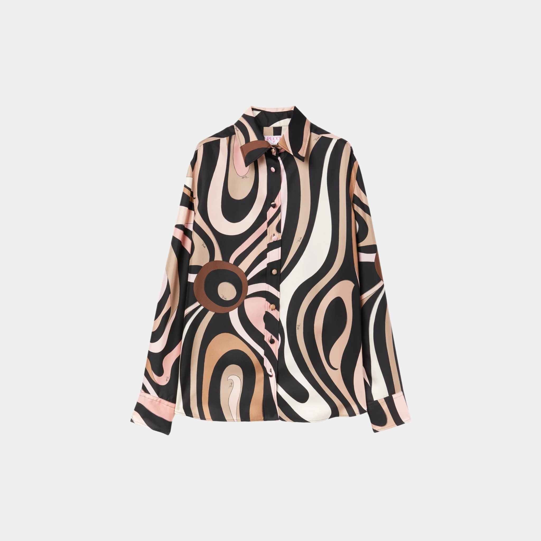 Marmo Print Regular Fit Silk Shirt
