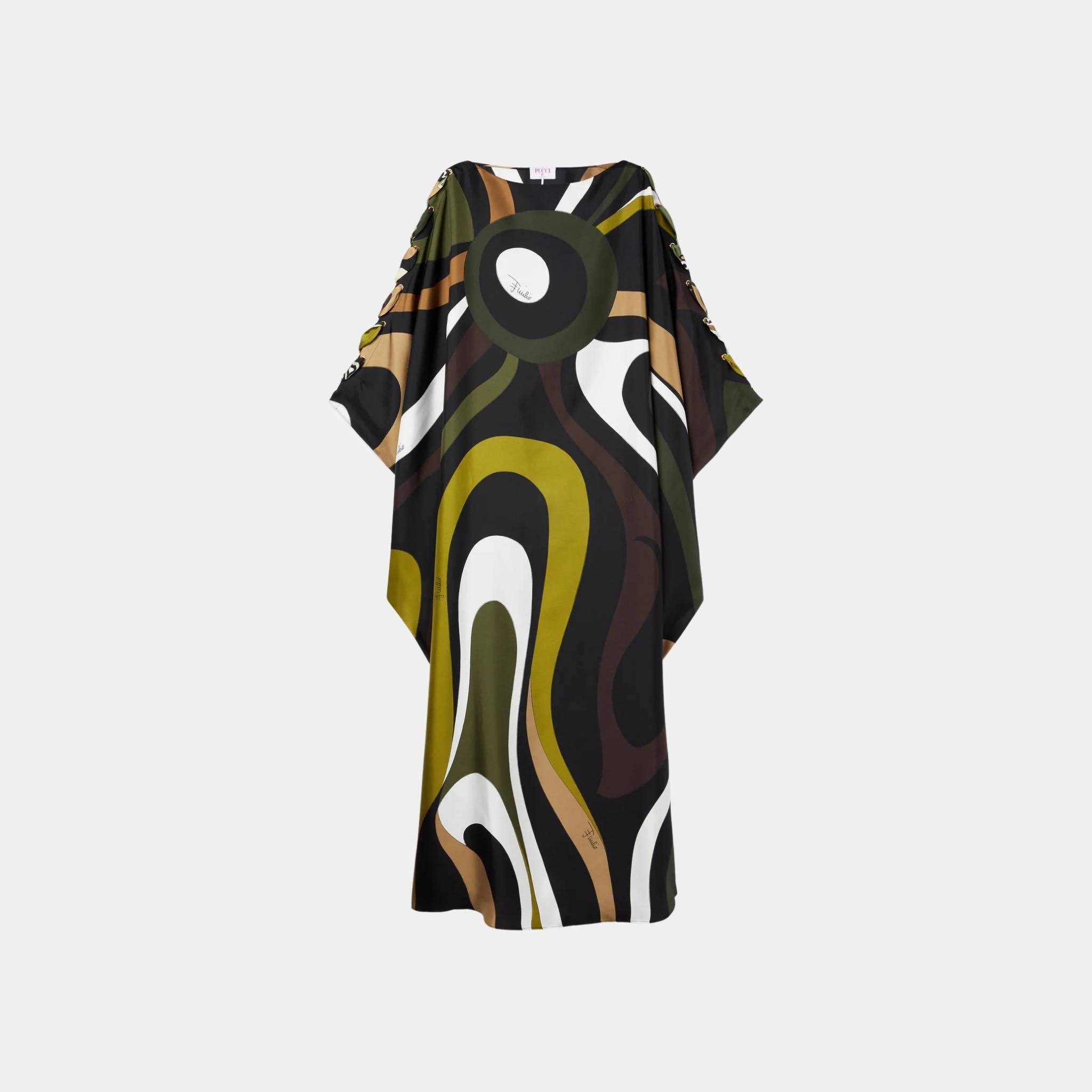 Marmo Print Silk Twill Kaftan