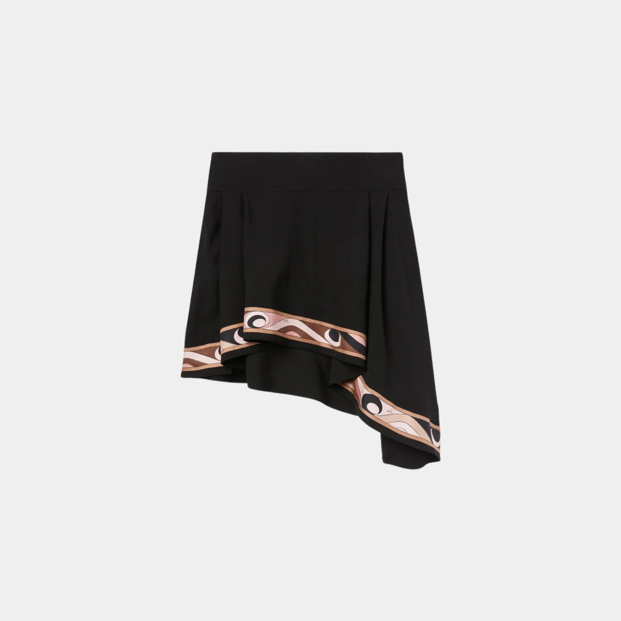 Mini Skirt With Asymmetrical Printed Hemline
