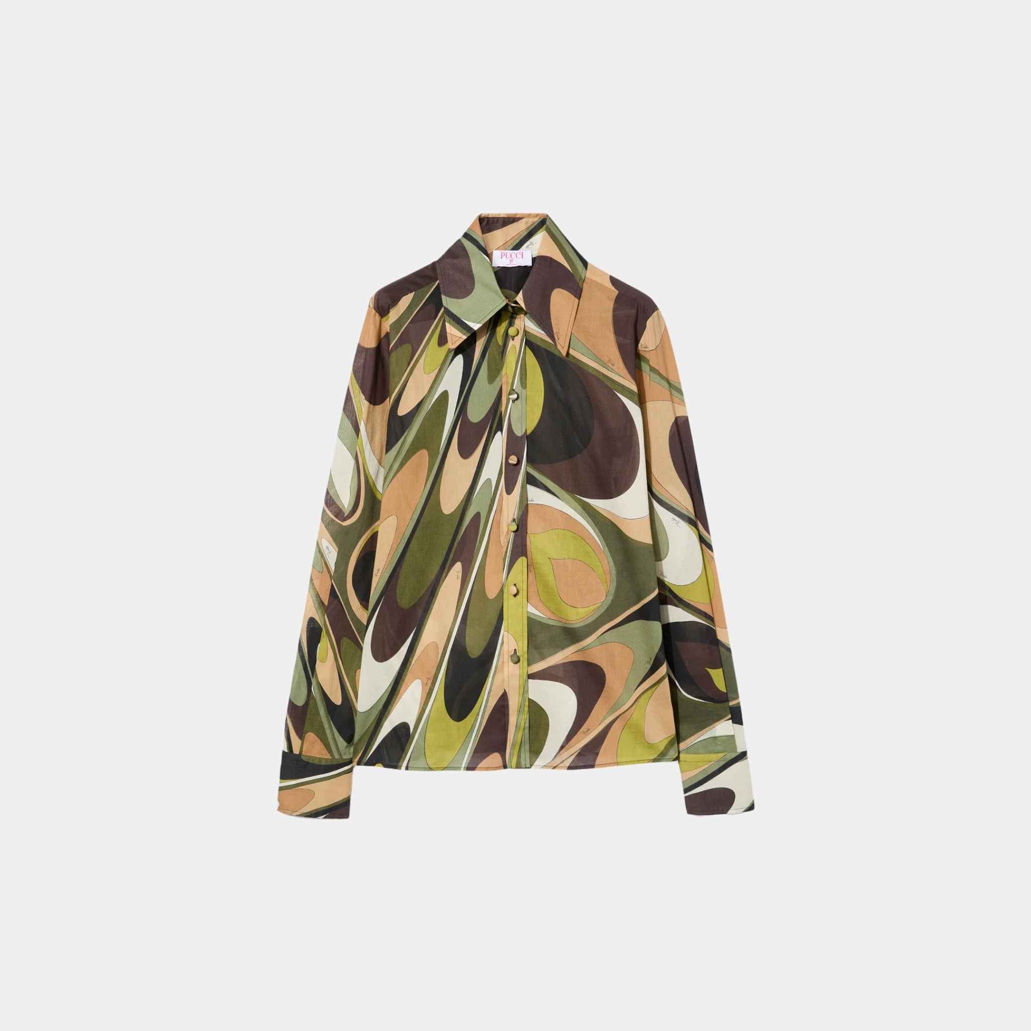 Onde Print Cotton Slim Fit Shirt