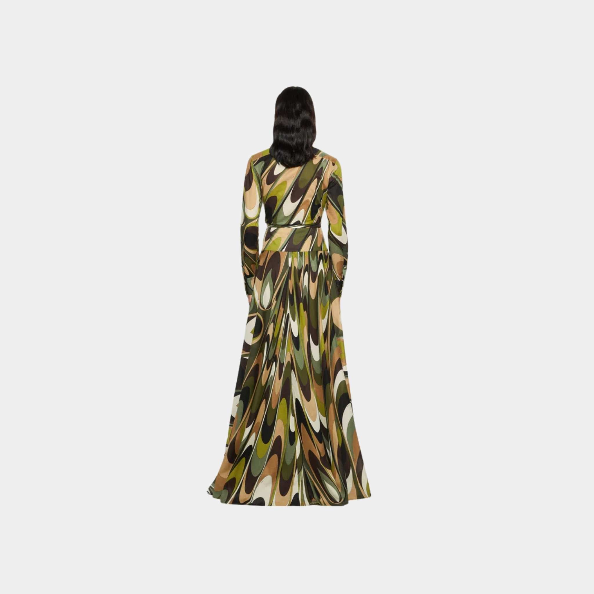 Onde Print Long Cotton Skirt