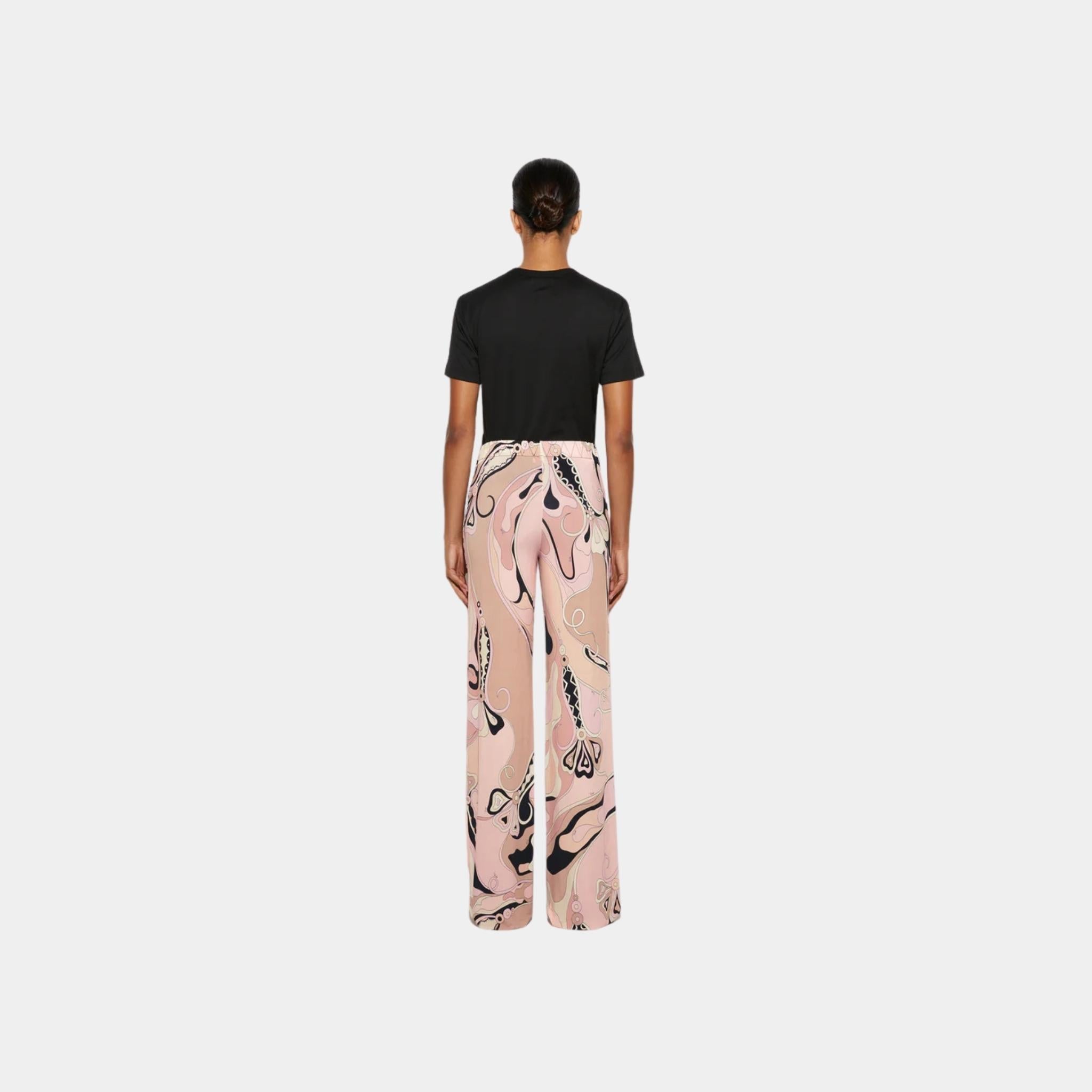 Orchidee Print Straight Mid-Rise Pants