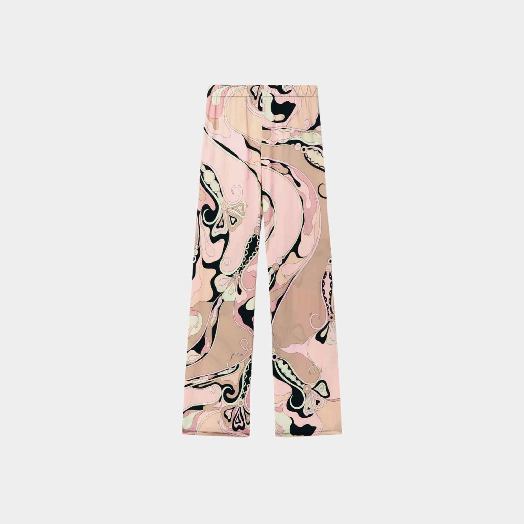 Orchidee Print Straight Mid-Rise Pants