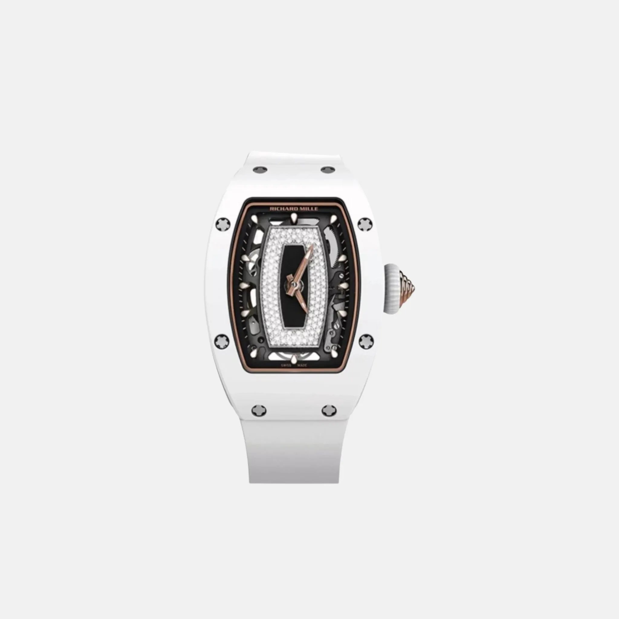 RM07-01 White Ceramic With White Rubber Strap
