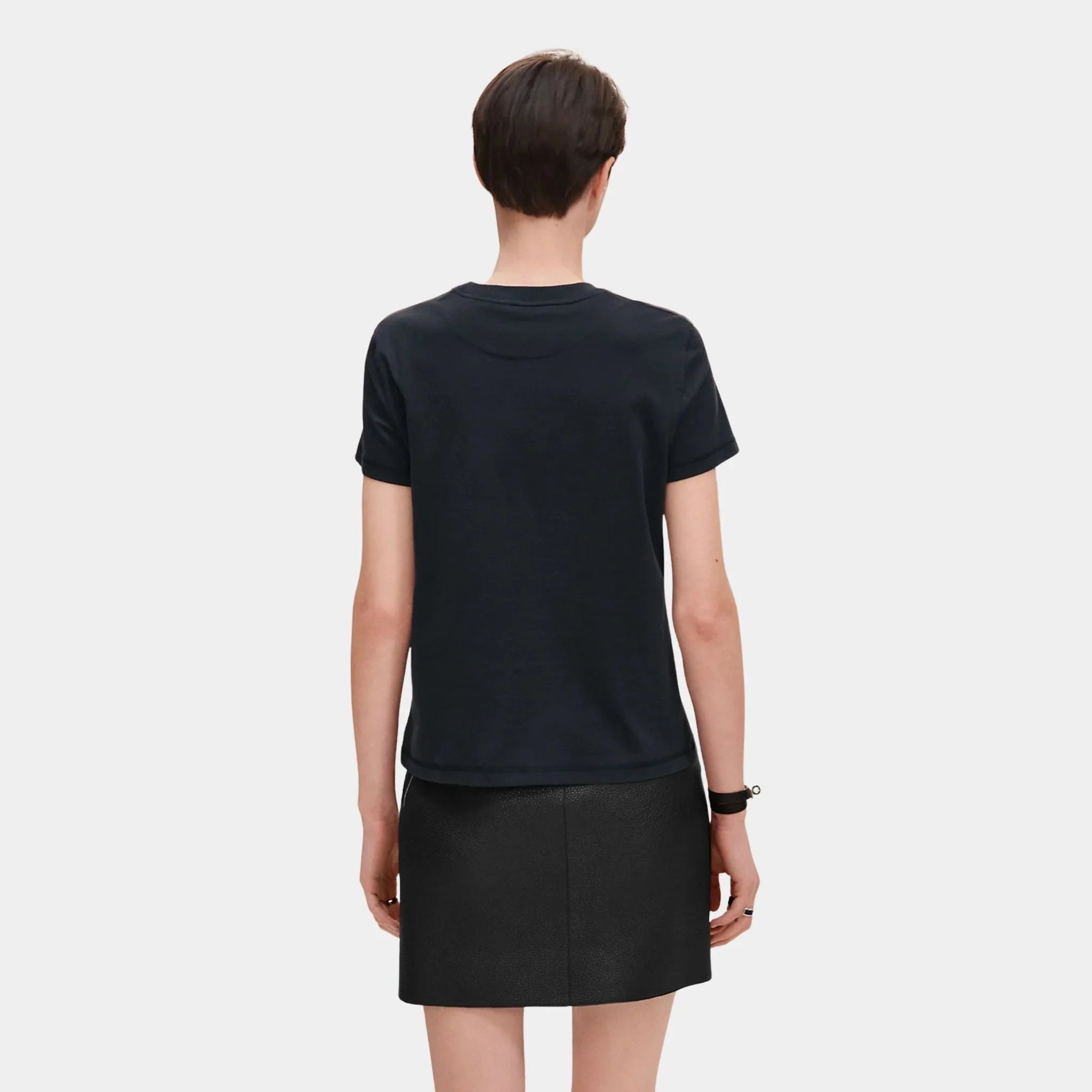 Straight T-shirt with Embroidered Pocket