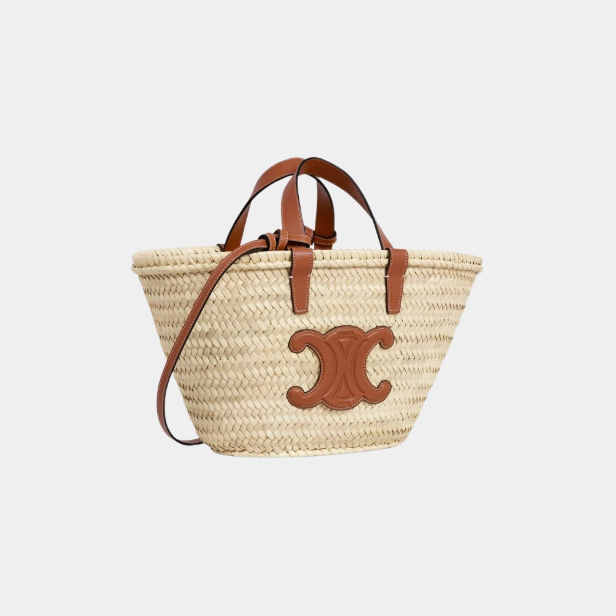 Teen Celine Classic Panier In Palm Leaves And Calfskin