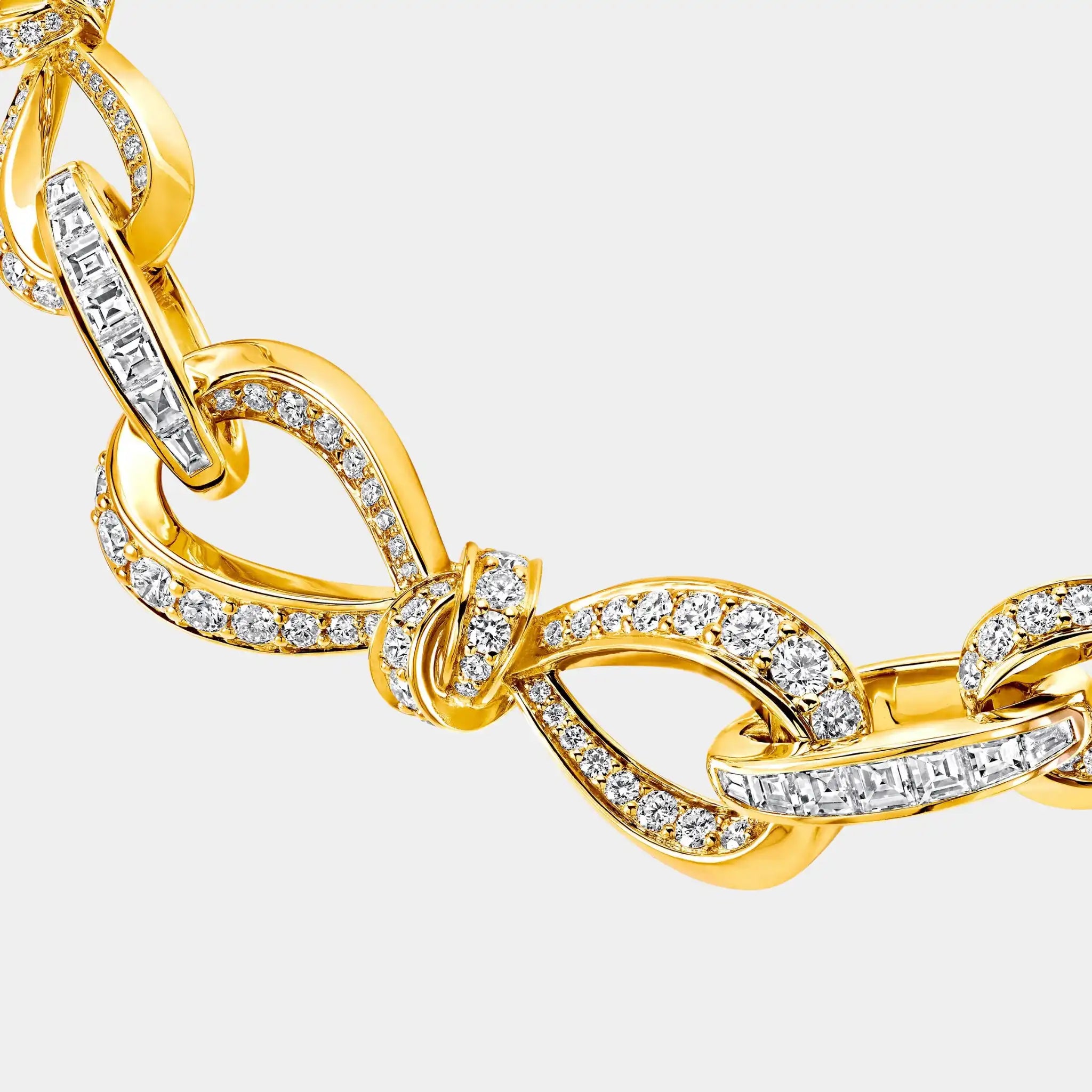 Tildas Bow Diamond Link Necklace Yellow Gold
