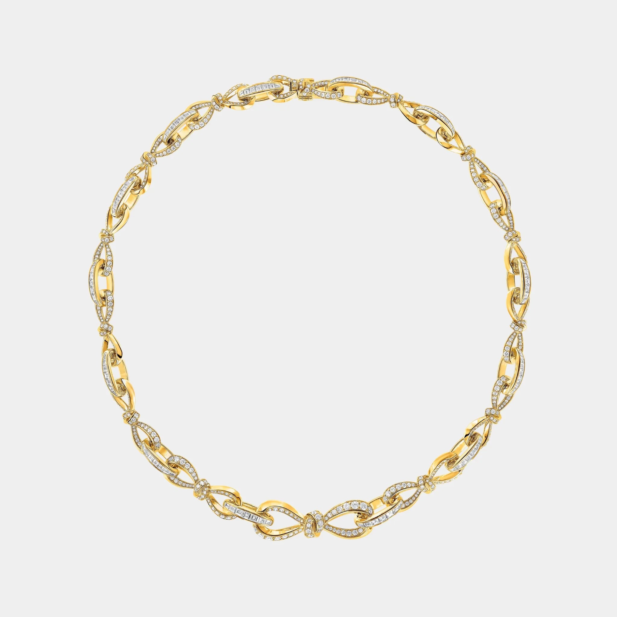 Tildas Bow Diamond Link Necklace Yellow Gold