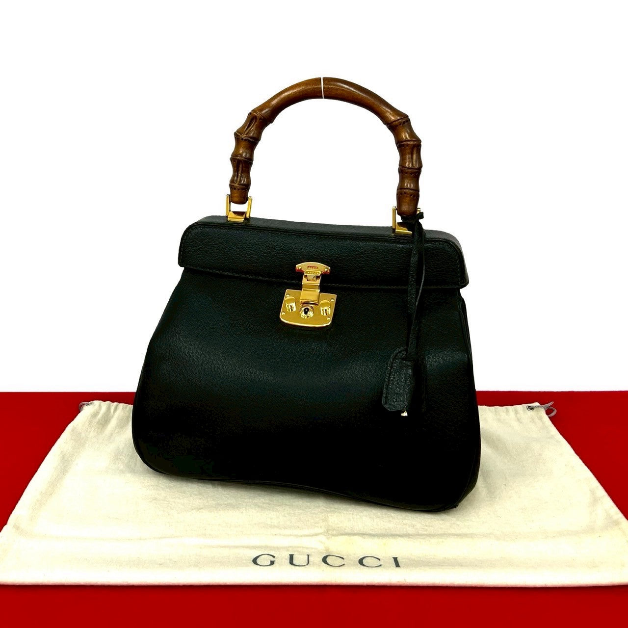 Gucci Bamboo Lady Lock Leather Handbag