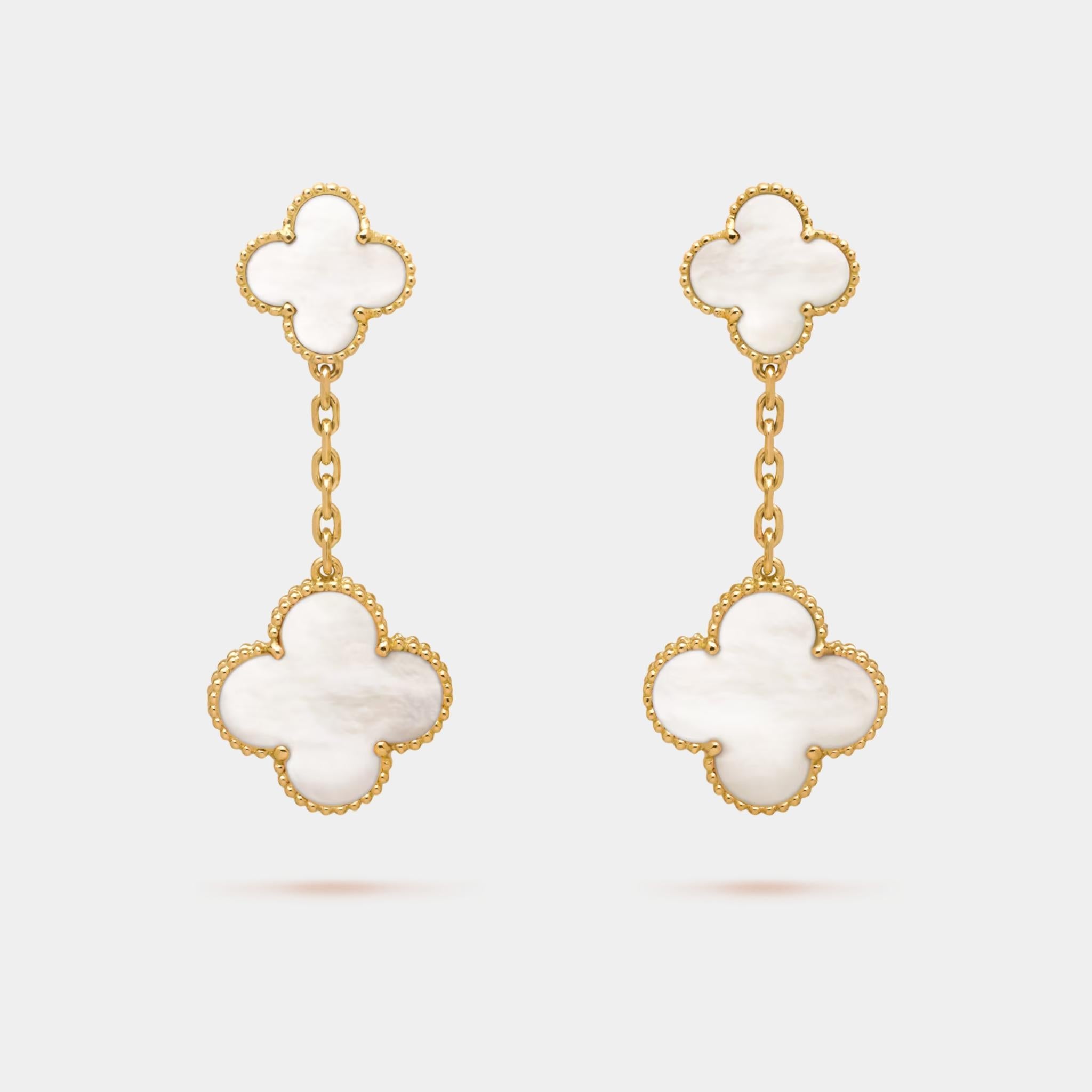 Magic Alhambra Earrings 2 Motifs Gold With Pearl