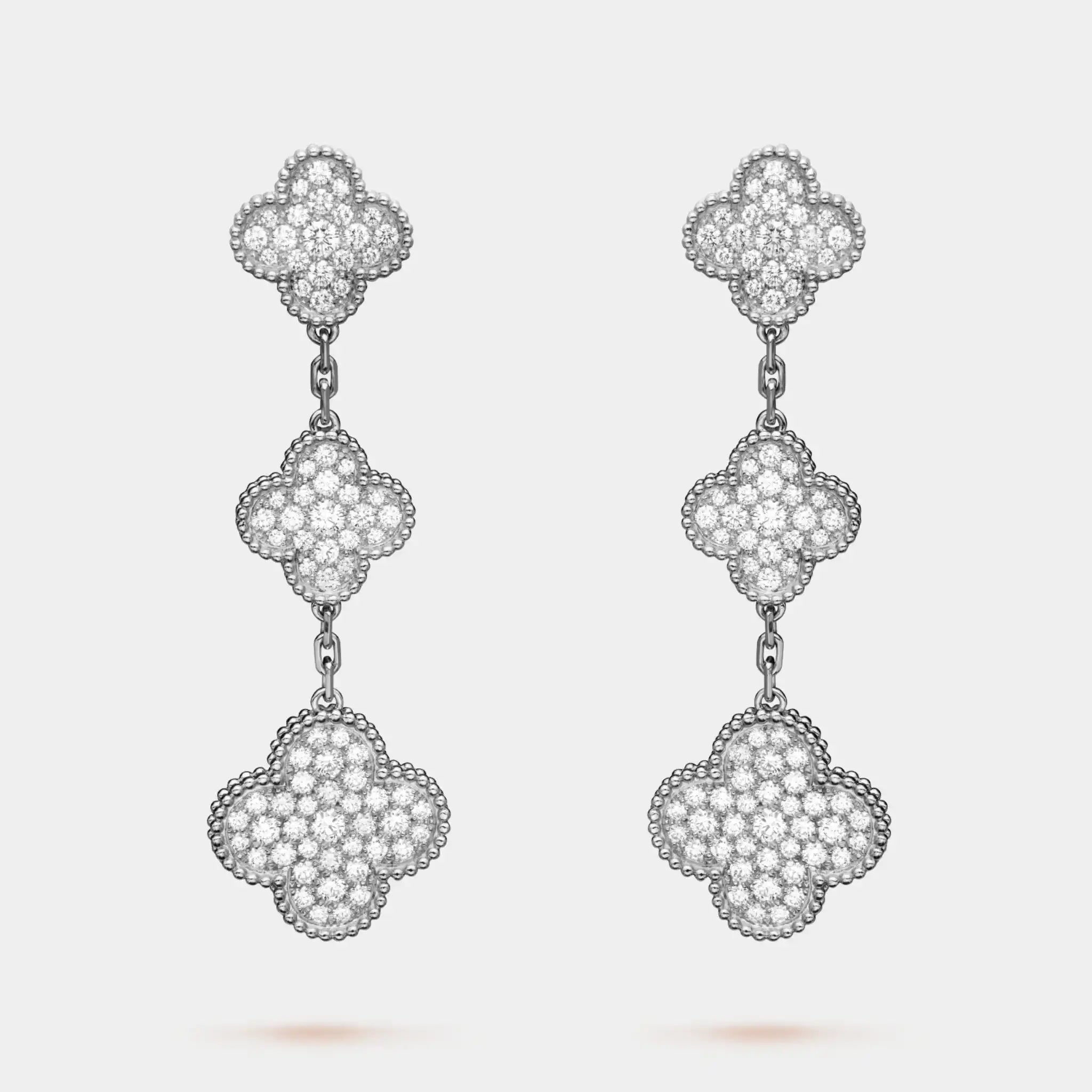 Magic Alhambra Earrings 3 Motifs White Gold & Diamonds