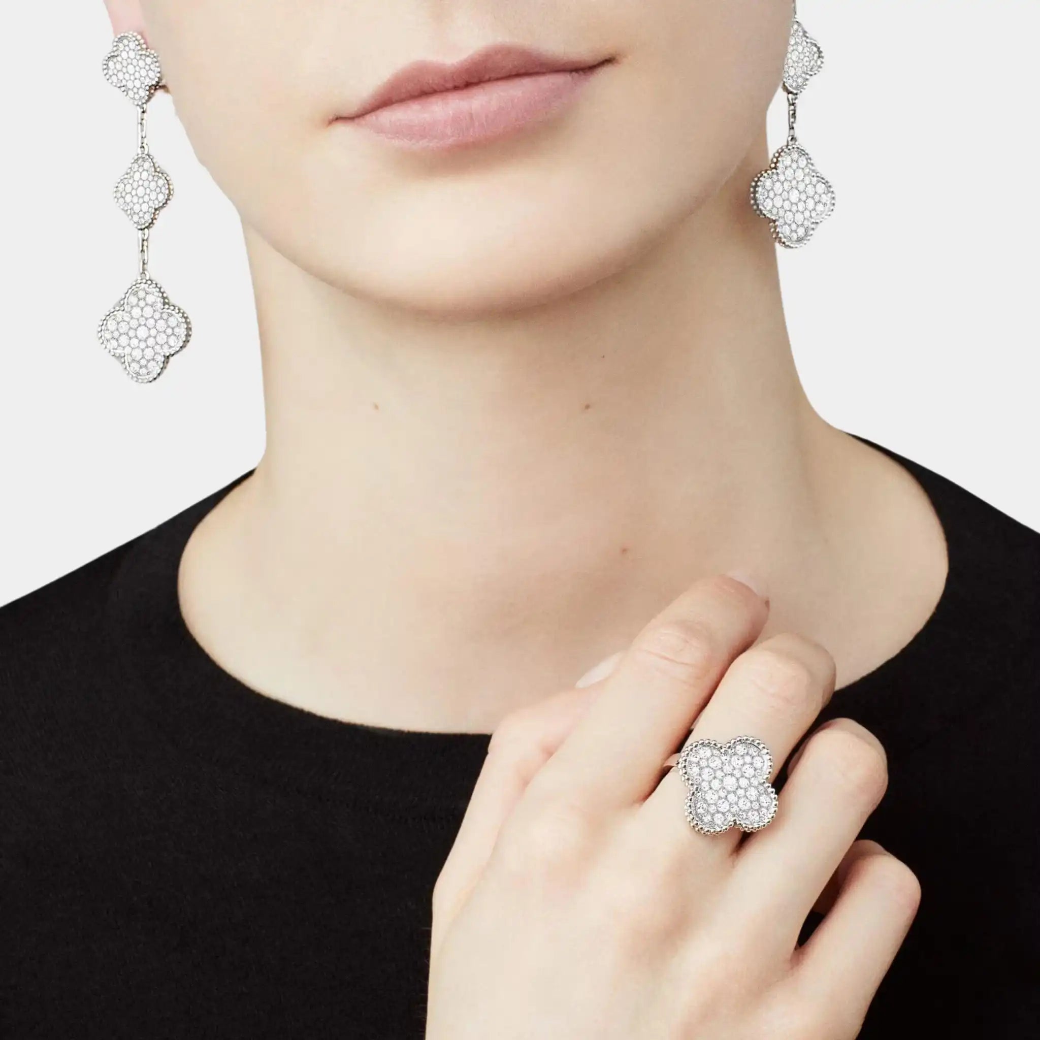 Magic Alhambra Earrings 3 Motifs White Gold & Diamonds