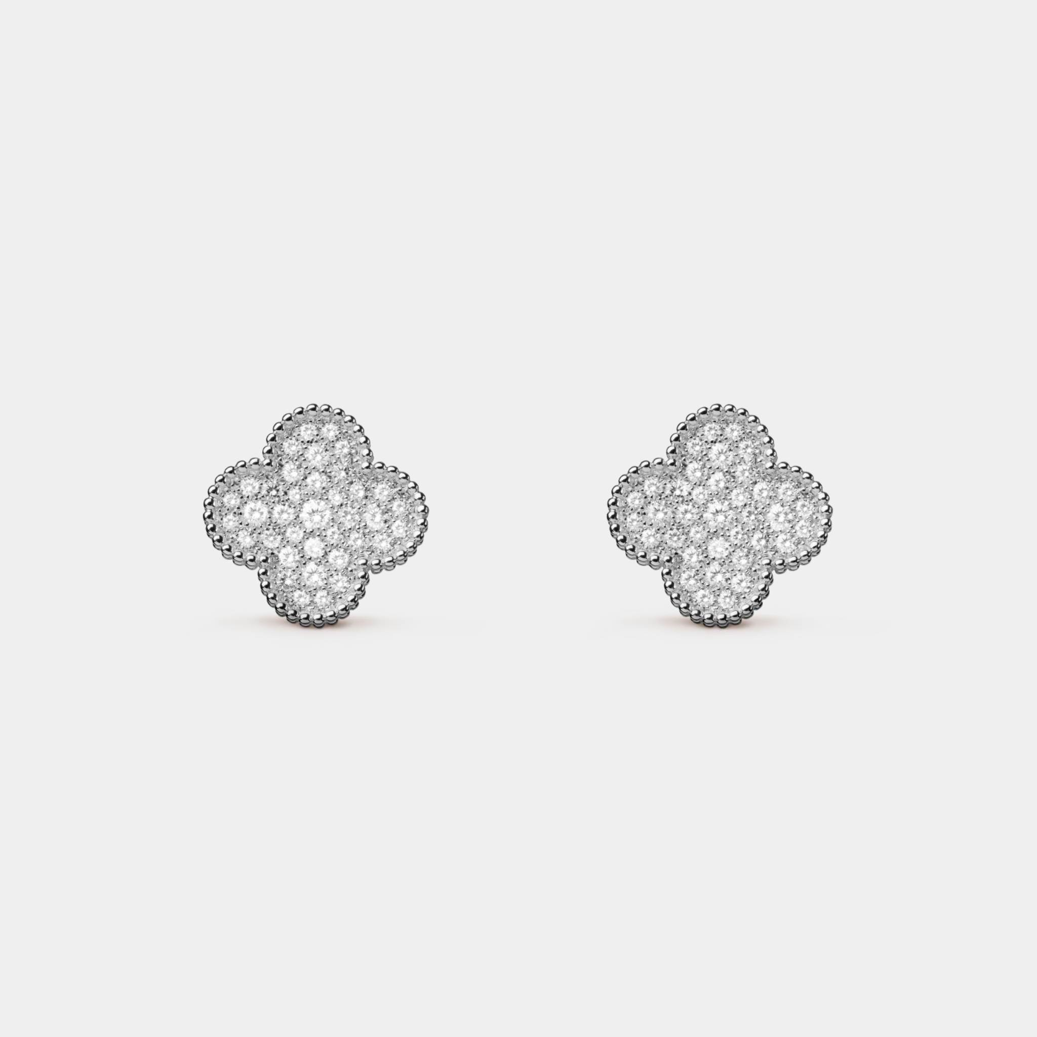 Magic Alhambra Earrings White Gold Diamond