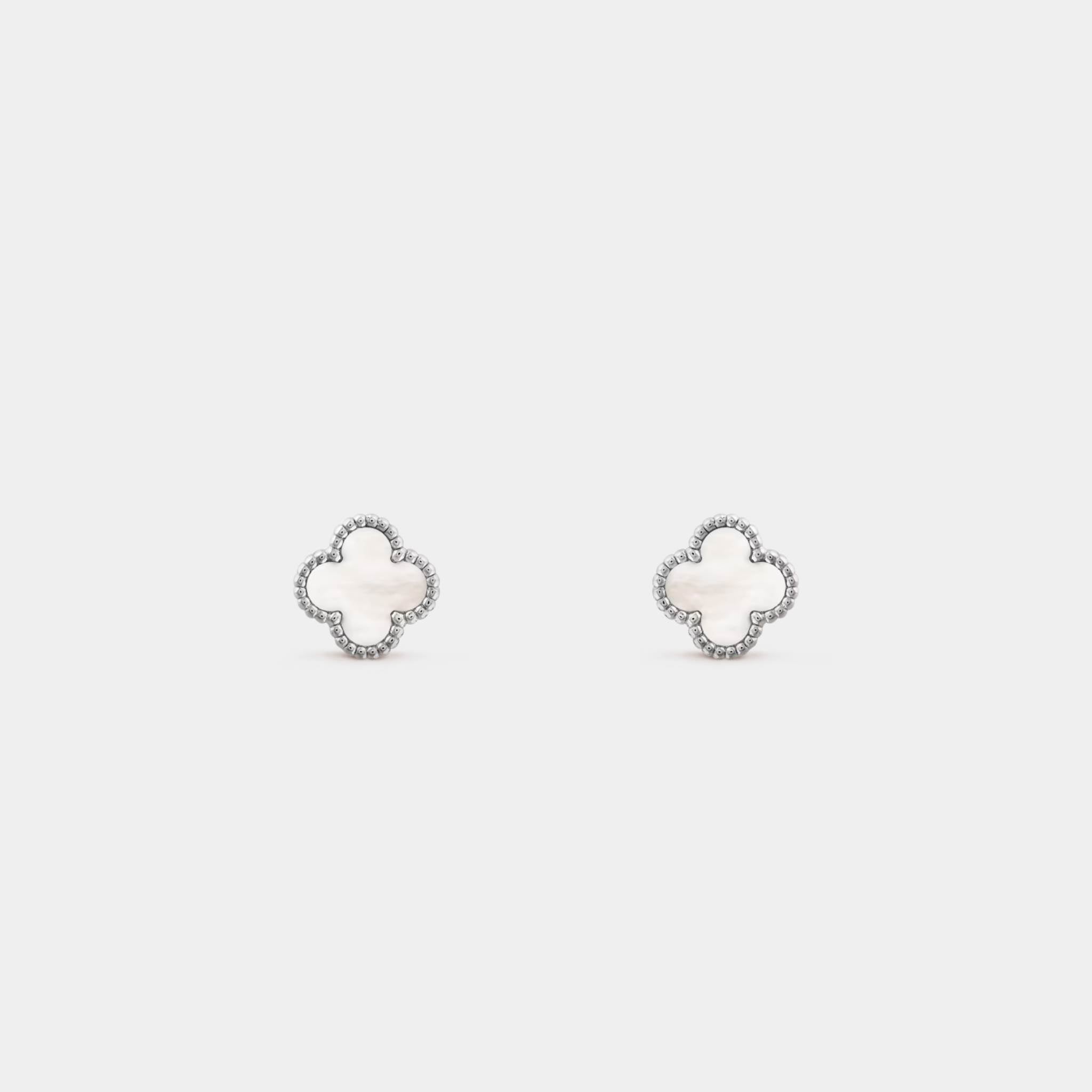 Sweet Alhambra Earstuds in White Gold & Mother-of-Pearl